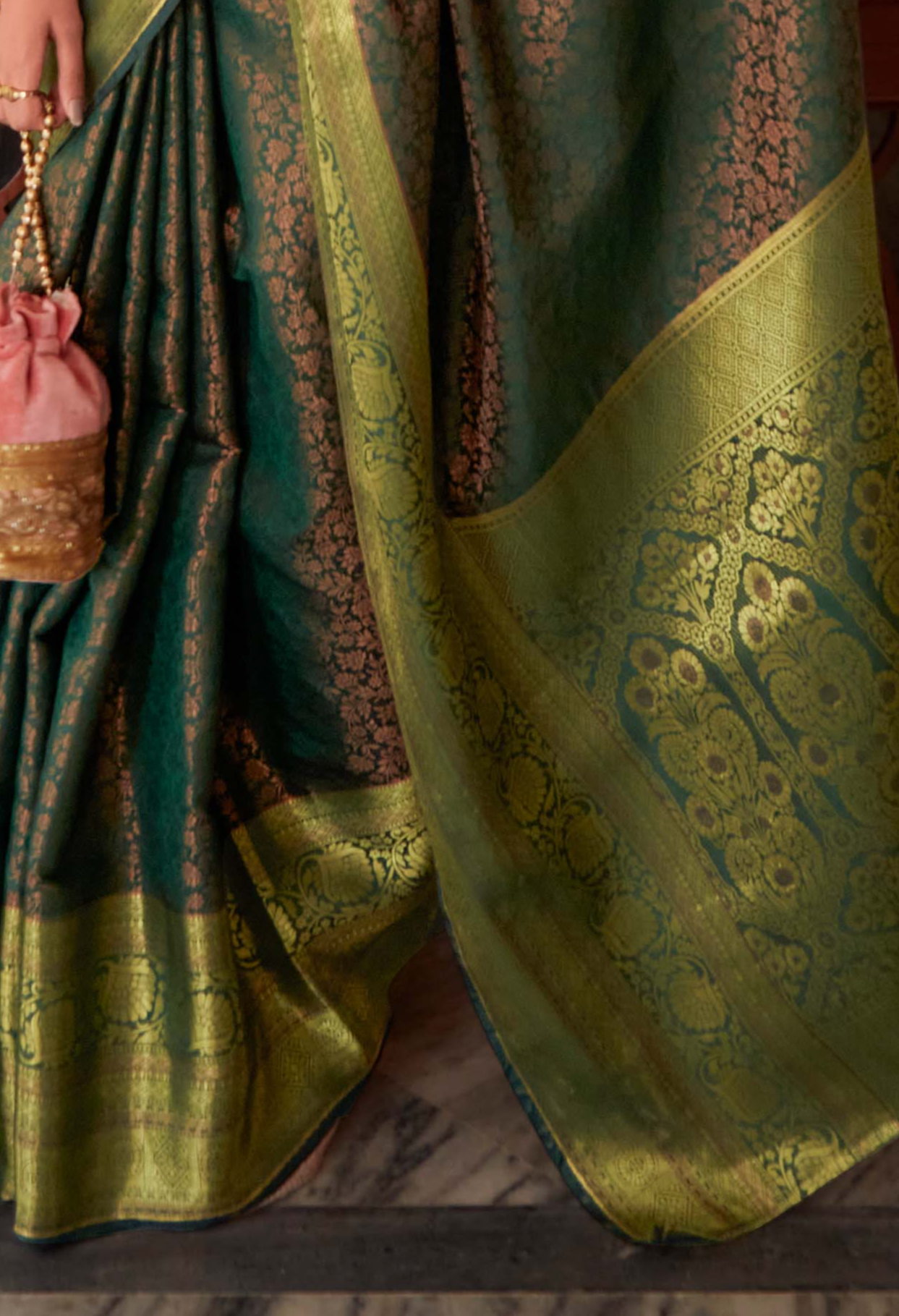 Verdant Mehndi Green Zari Woven Banarasi Silk Saree