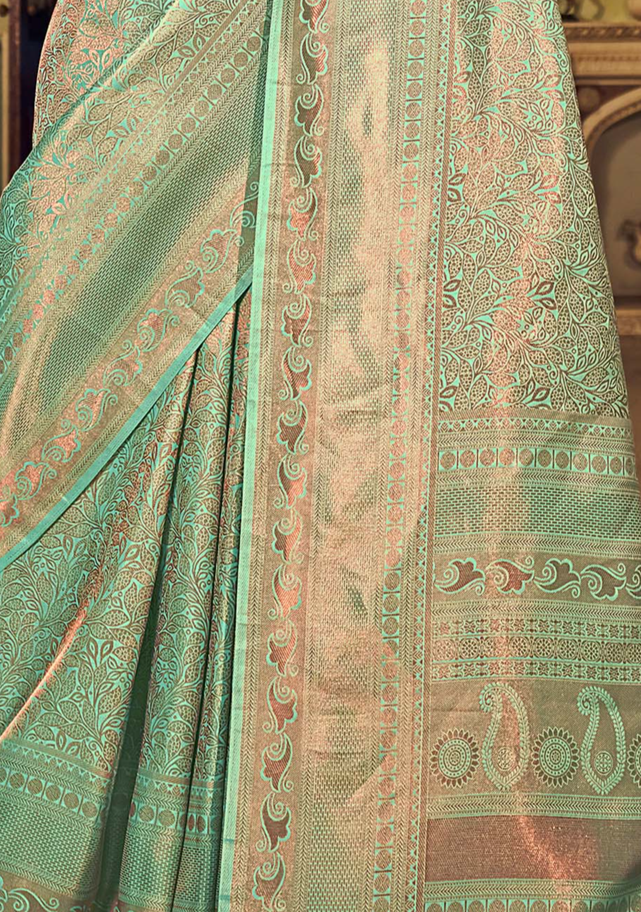 Chartreuse Green Dual Tone Kanjivaram Silk Saree