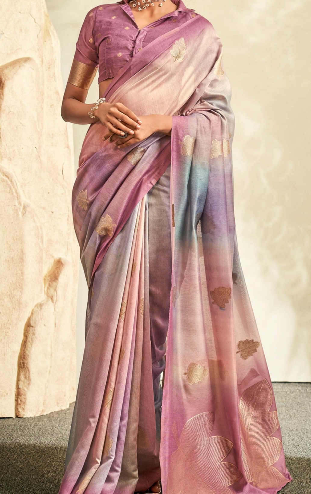 Charming Light Pink Handloom Khadi Silk Saree