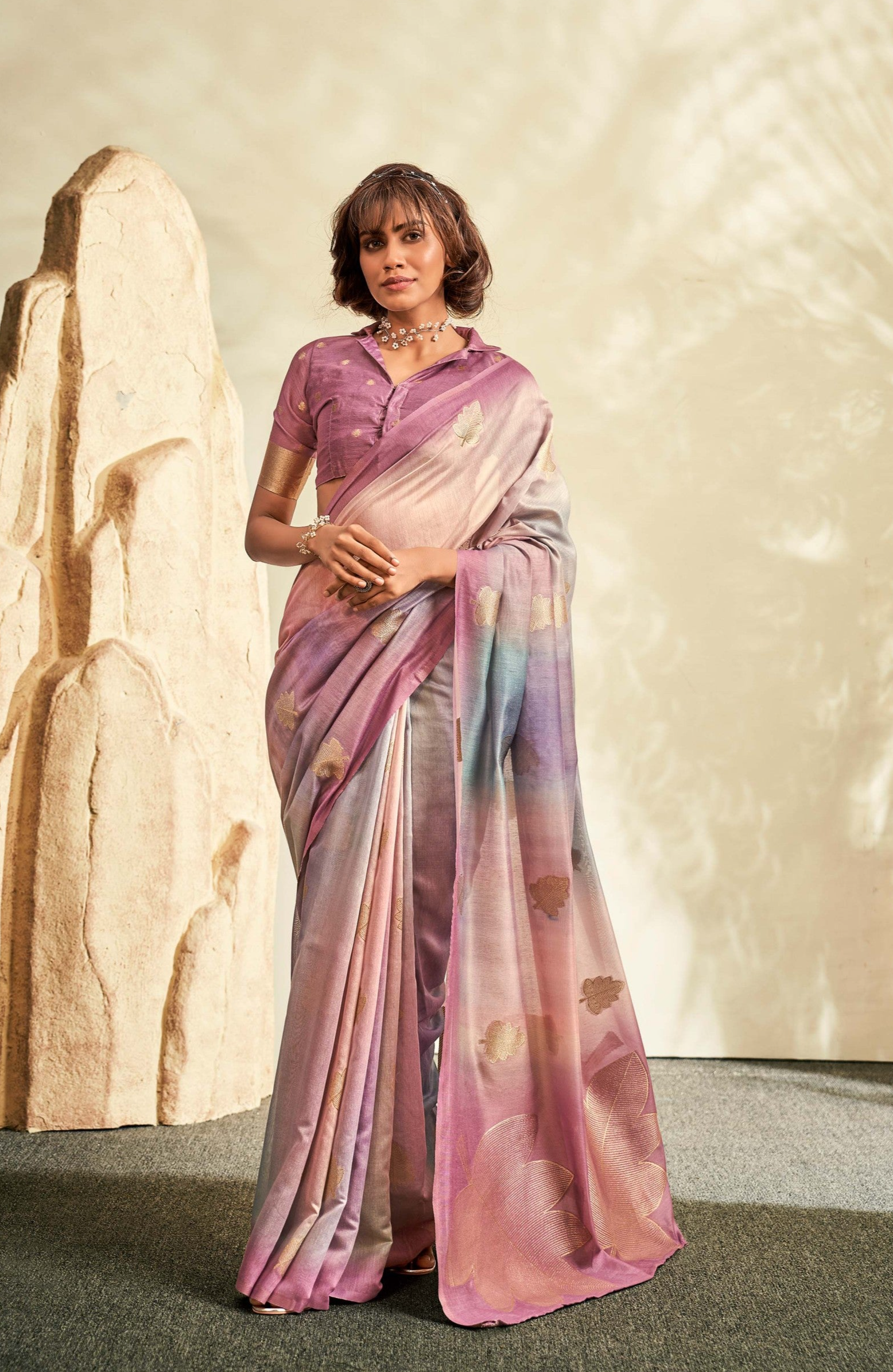 Charming Light Pink Handloom Khadi Silk Saree