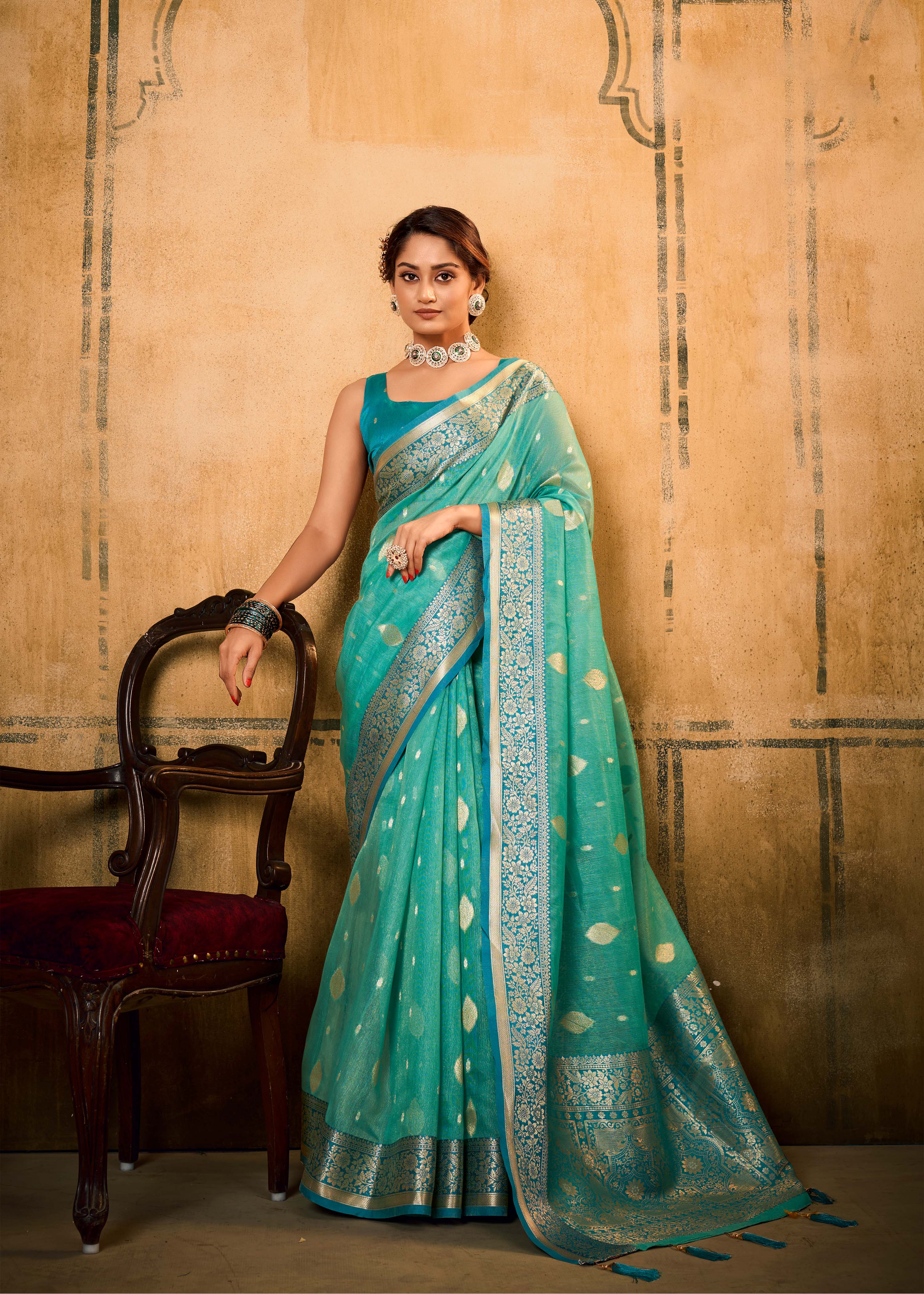 Celestial Sky Banarasi Silk Saree