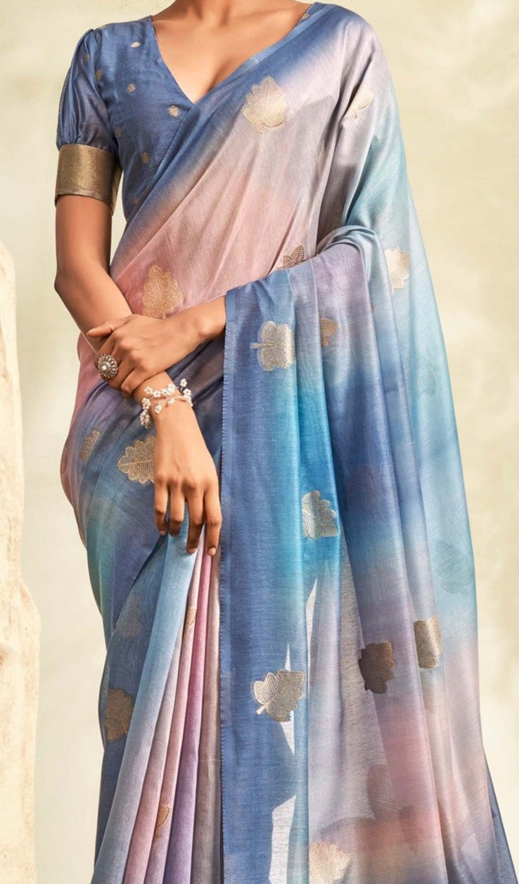 Serene Light Blue Handloom Khadi Silk Saree