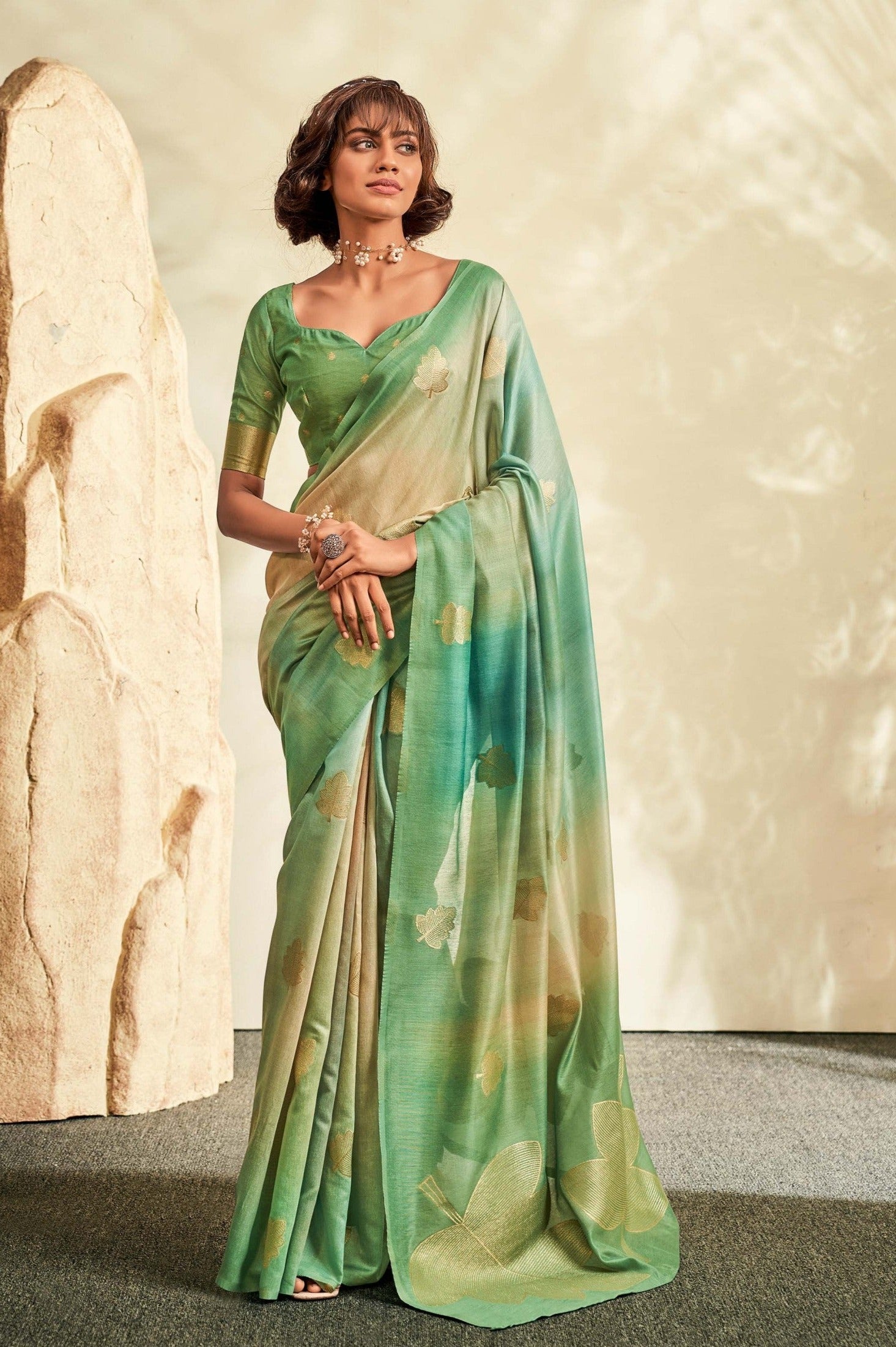 Radiant Light Green Handloom Khadi Silk Saree