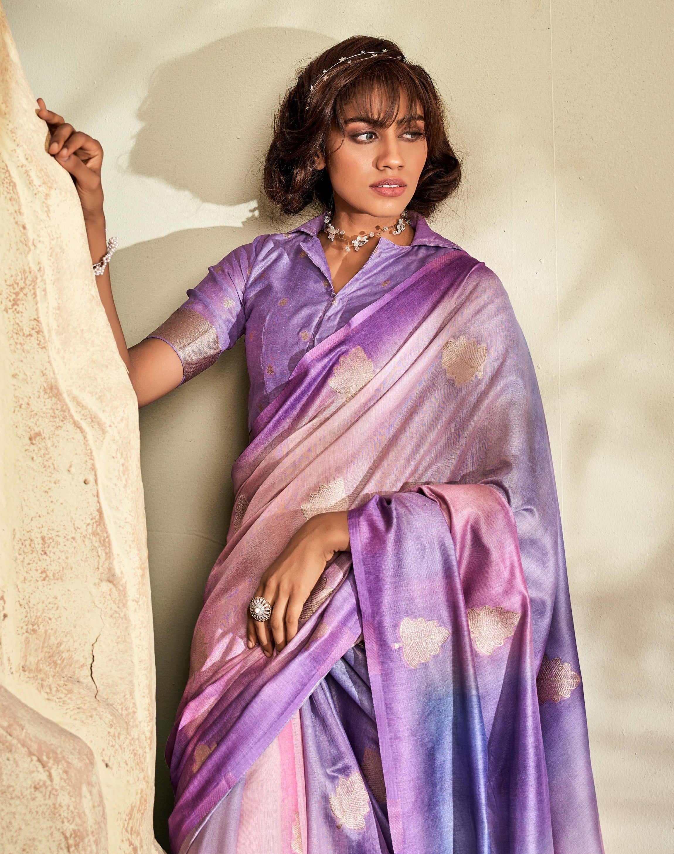 Enchanting Lavender Handloom Khadi Silk Saree