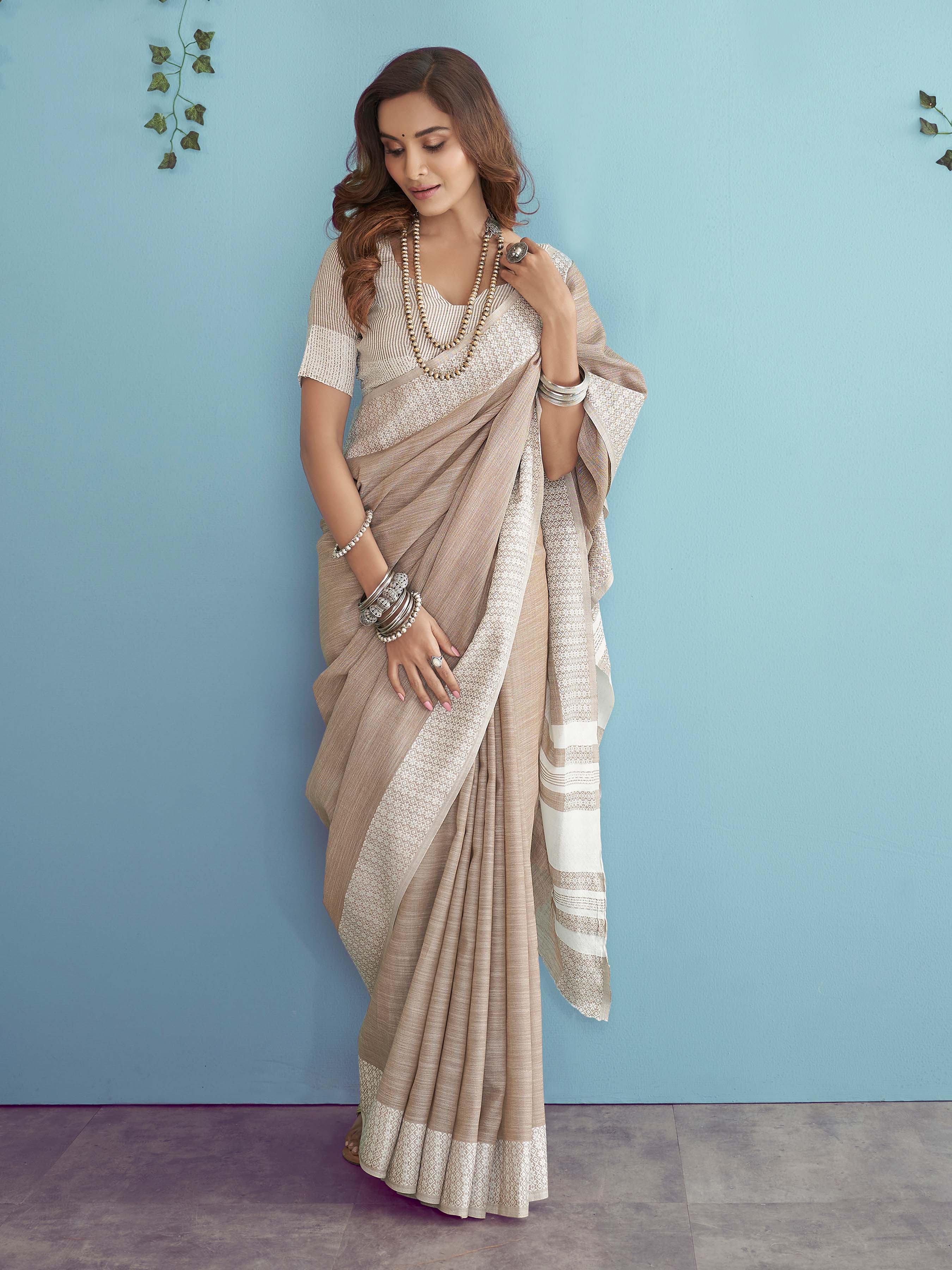 Rustic Earthy Brown Pure Cotton Saree