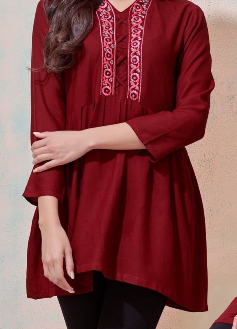 Maroon Short Top Kurti