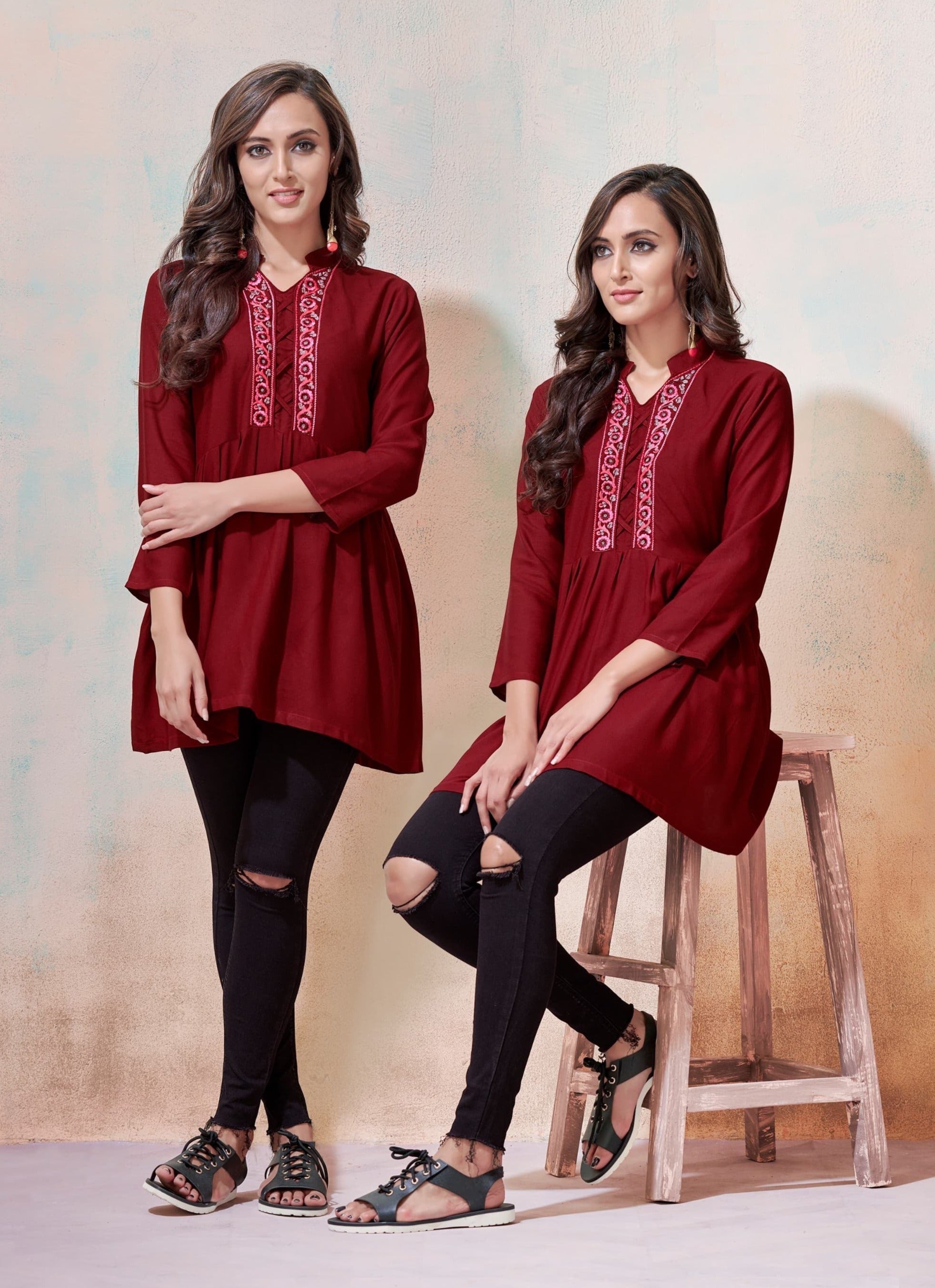 Maroon Short Top Kurti