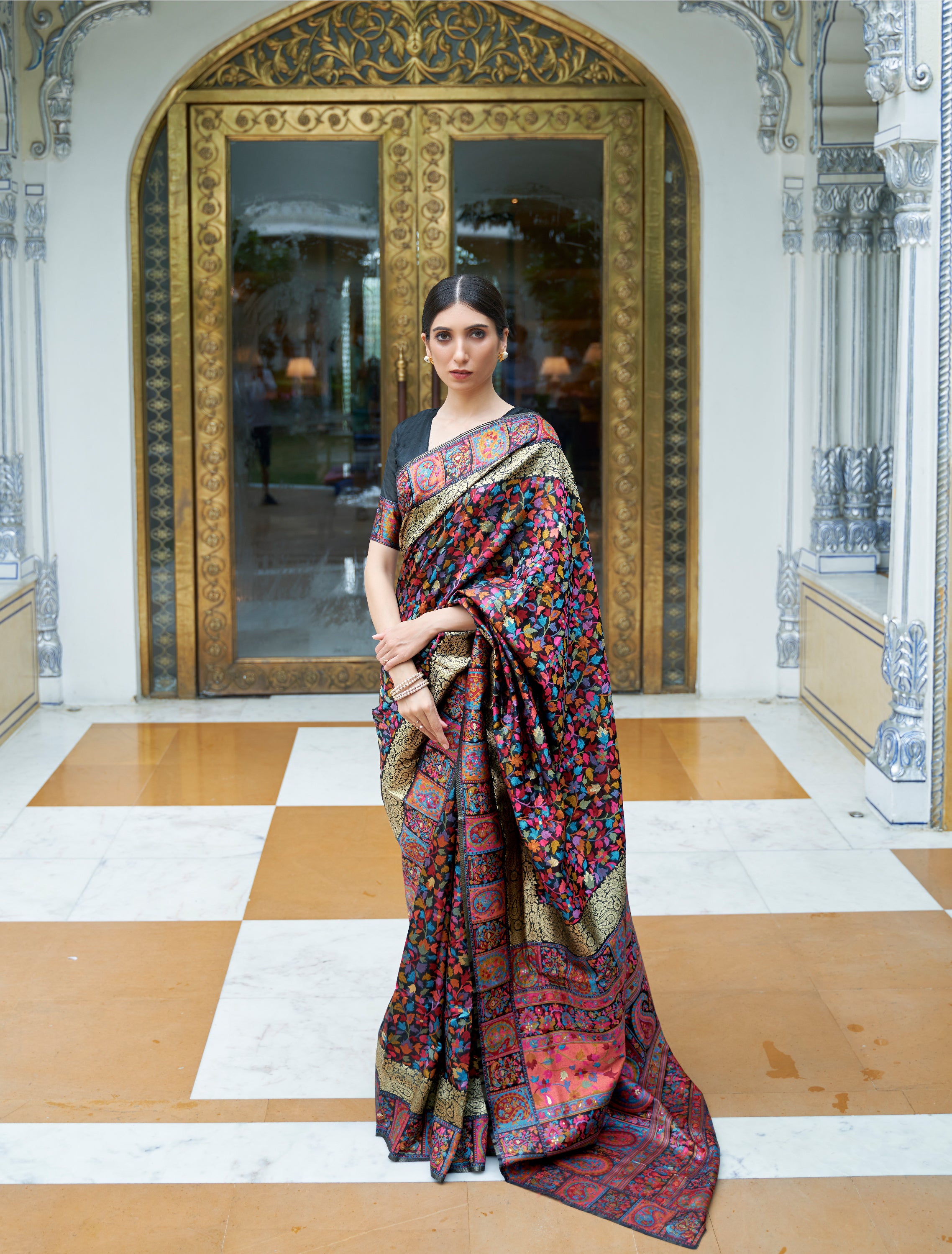 Stunning Magenta Kashmiri Modal Silk Saree