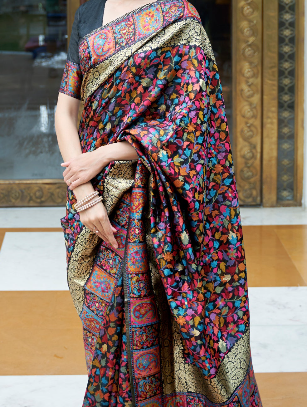 Stunning Magenta Kashmiri Modal Silk Saree