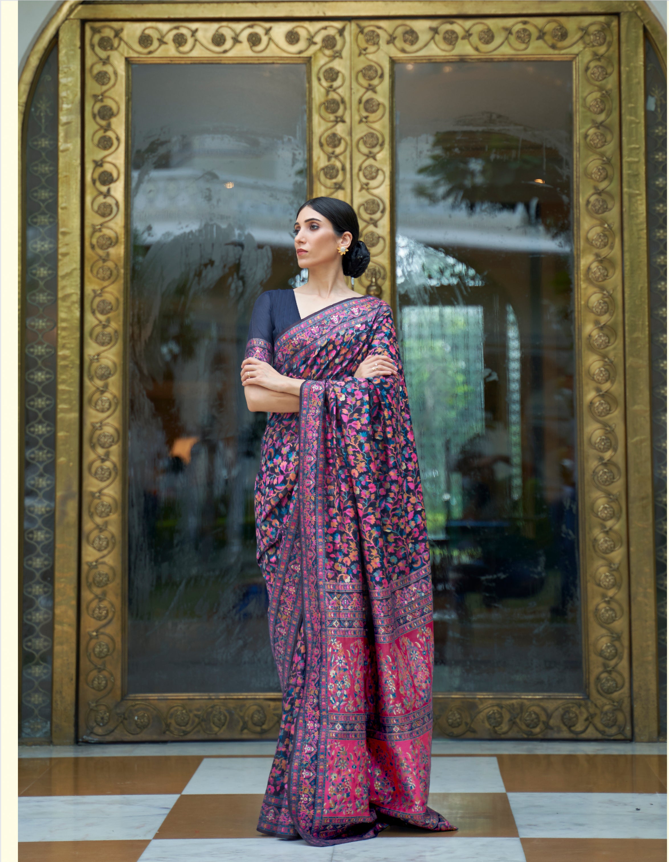 Stunning Purple Kashmiri Modal Silk Saree