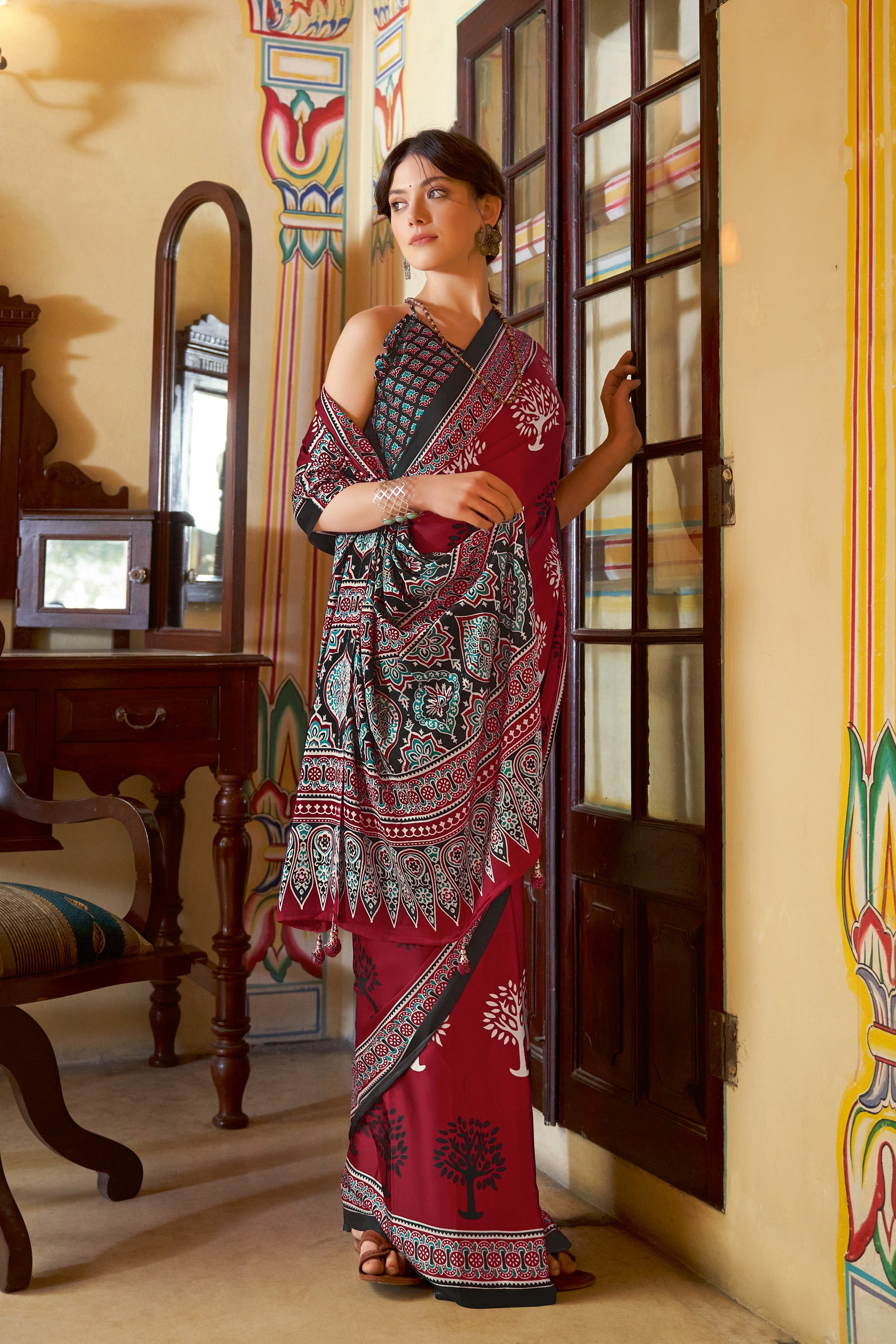 Radiant Red Ajrakh Saree