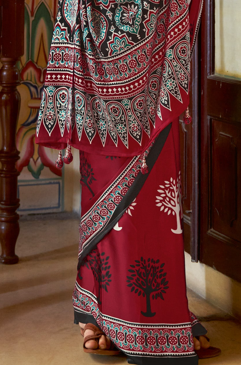 Radiant Red Ajrakh Saree