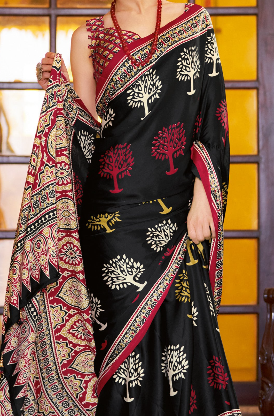 Timeless Black Ajrakh Saree