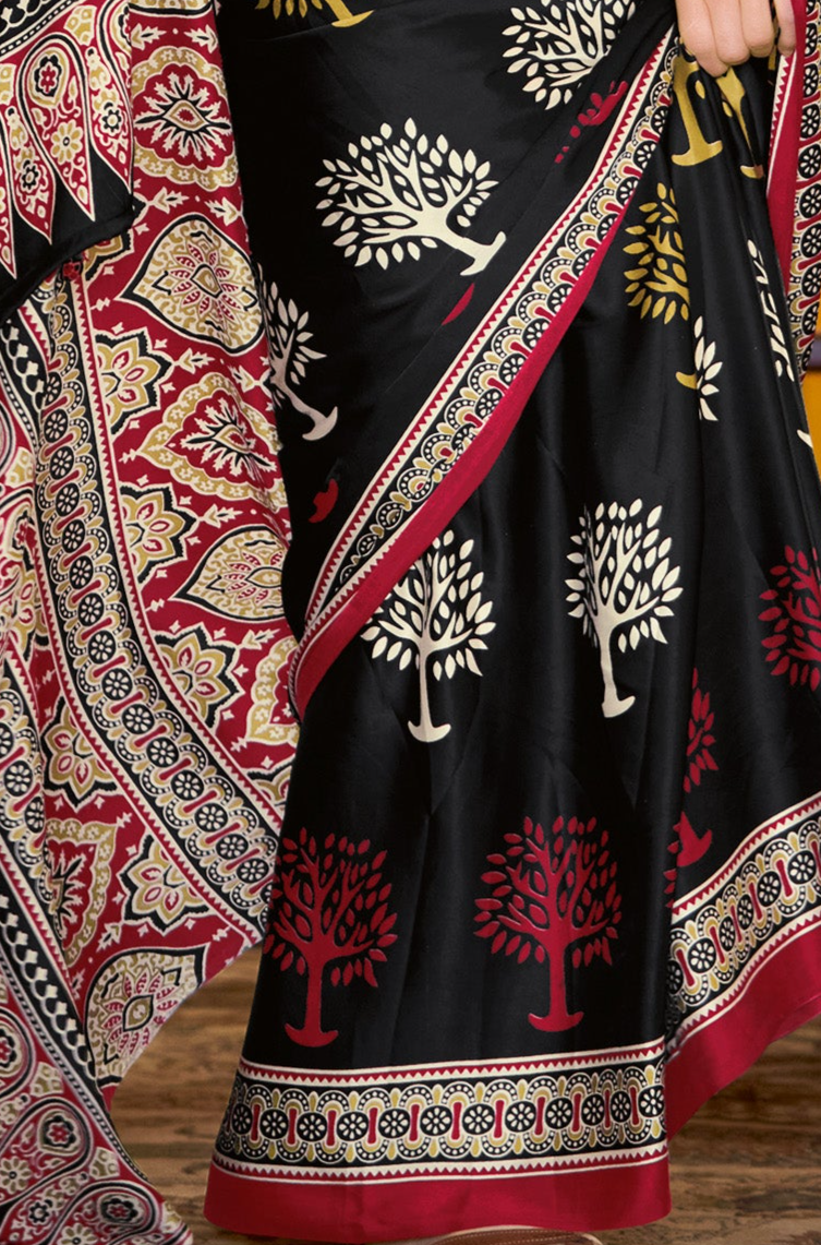 Timeless Black Ajrakh Saree