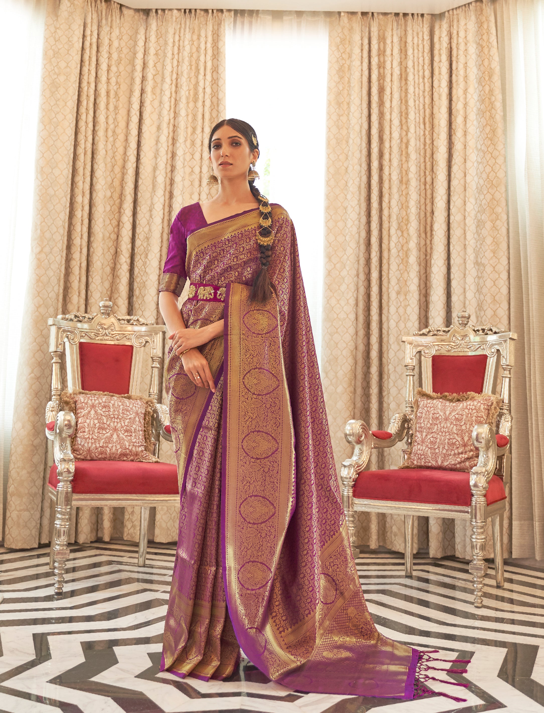 Imperial Purple Zari Woven Kanjivaram Saree