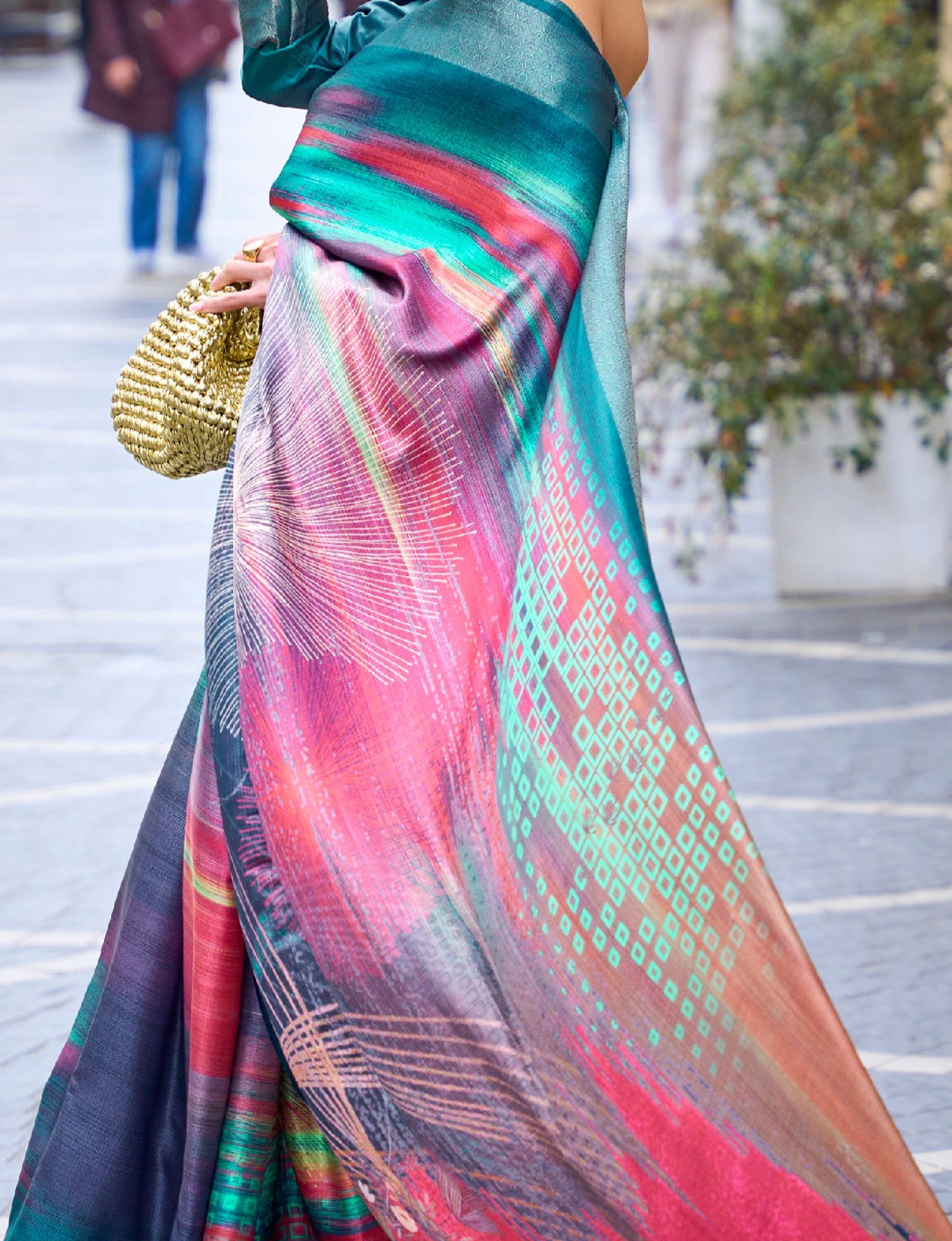 Multi-colored Handloom Gaji Silk Saree