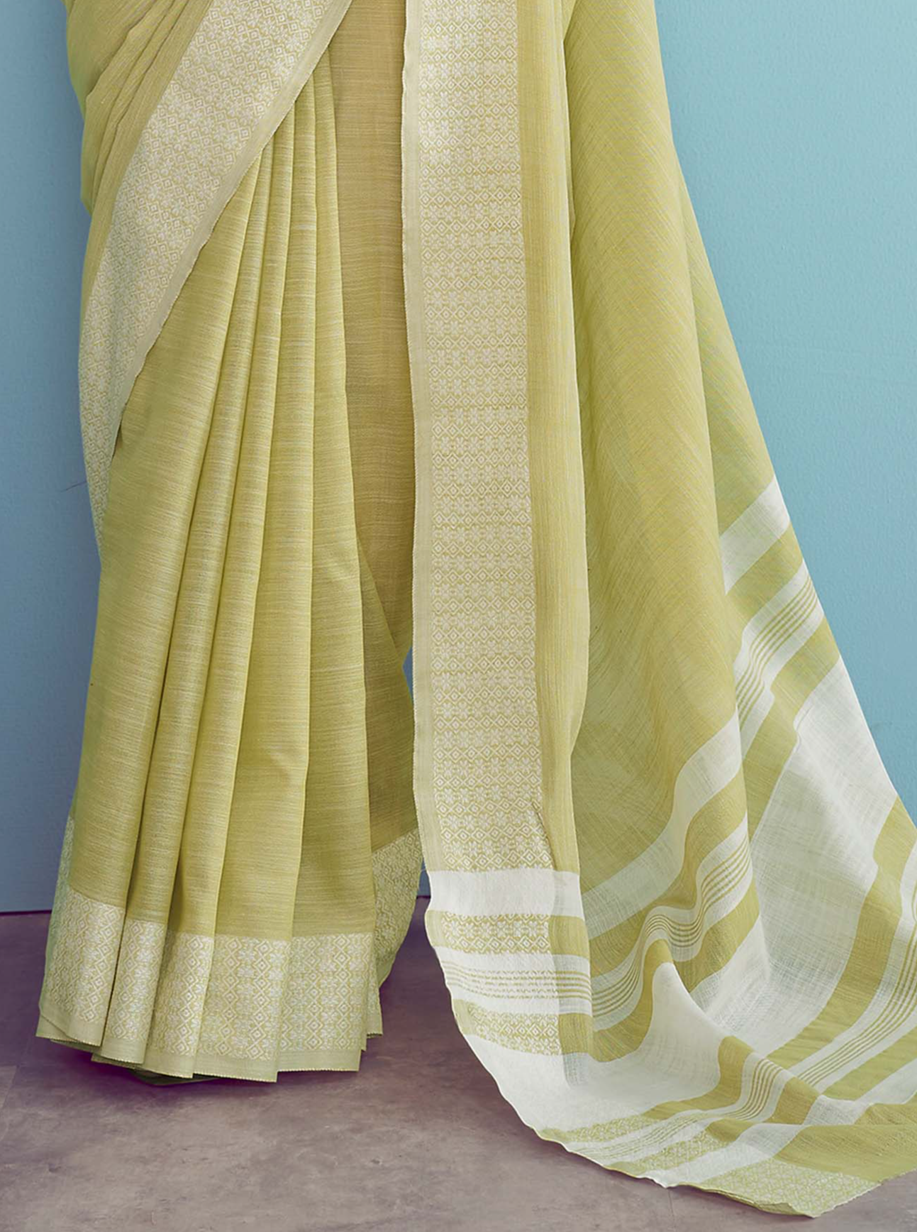 Desert Blossom Cactus Green Pure Cotton Saree