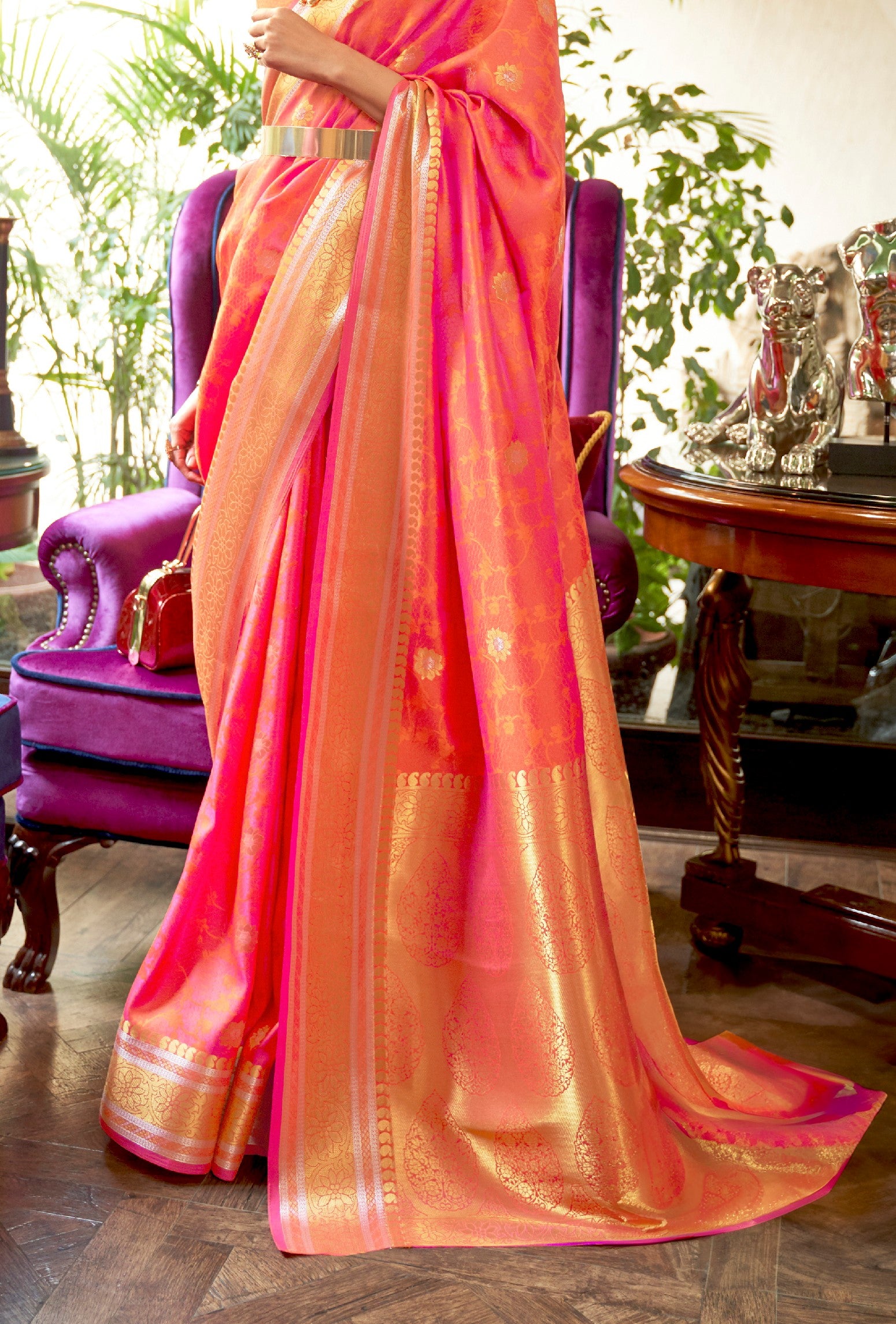 Blush Pink Woven Kanjivaram Silk Saree