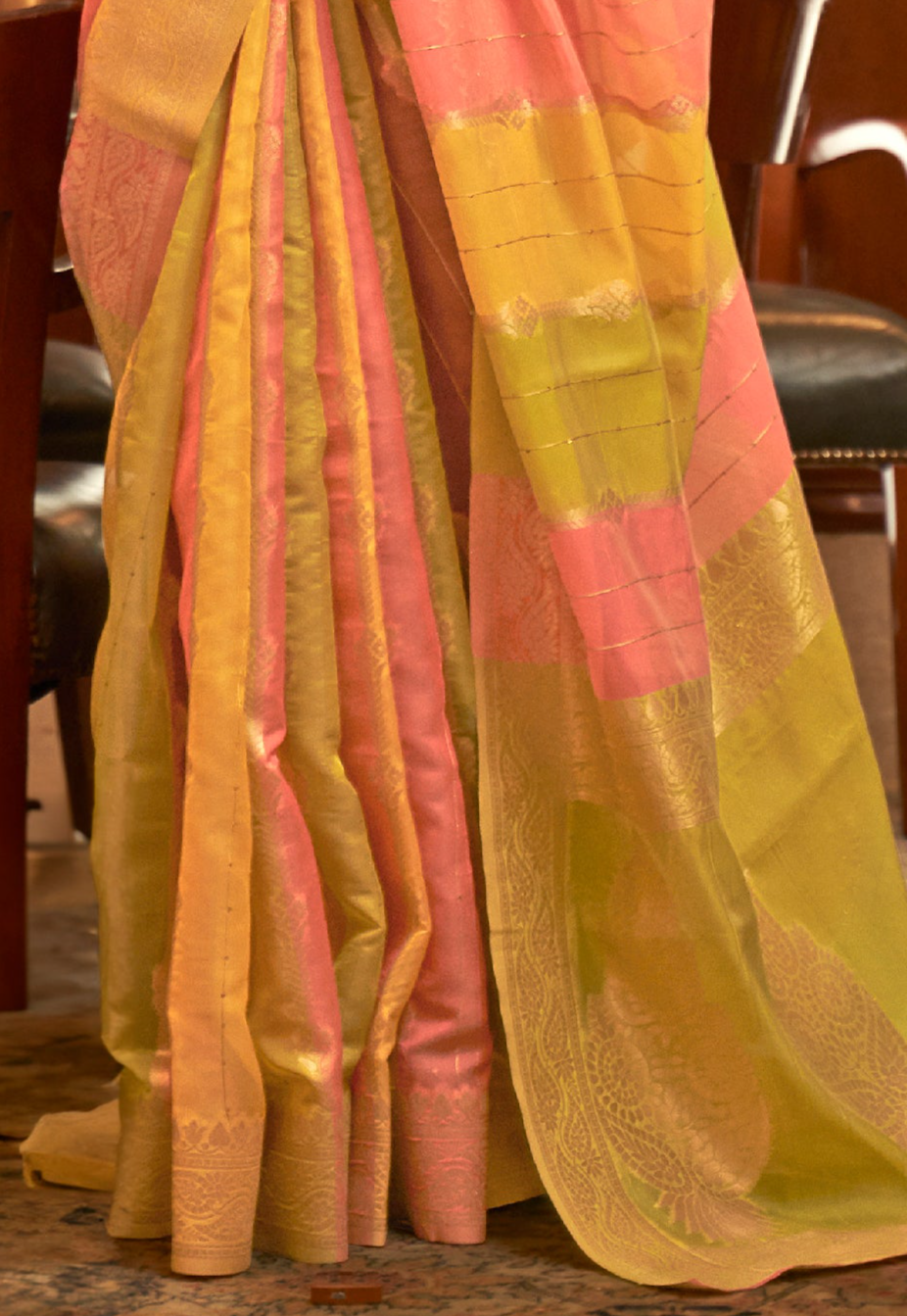 Daffodil Yellow Banarasi Organza Saree