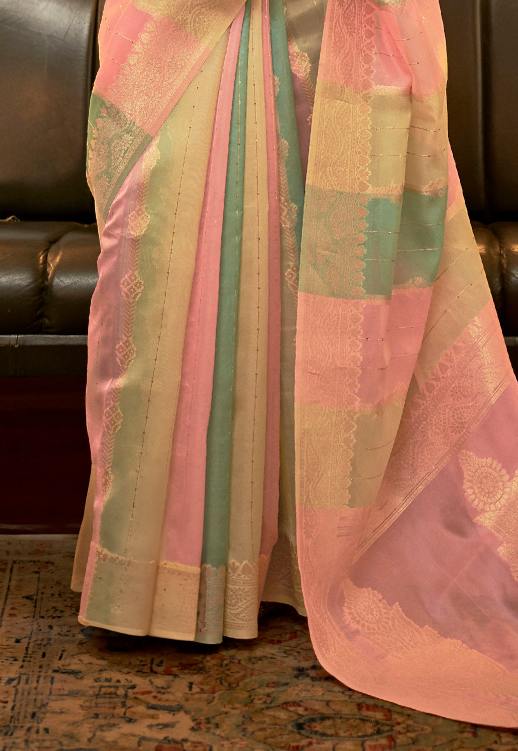 Elegant Multi-Color Banarasi Organza Saree