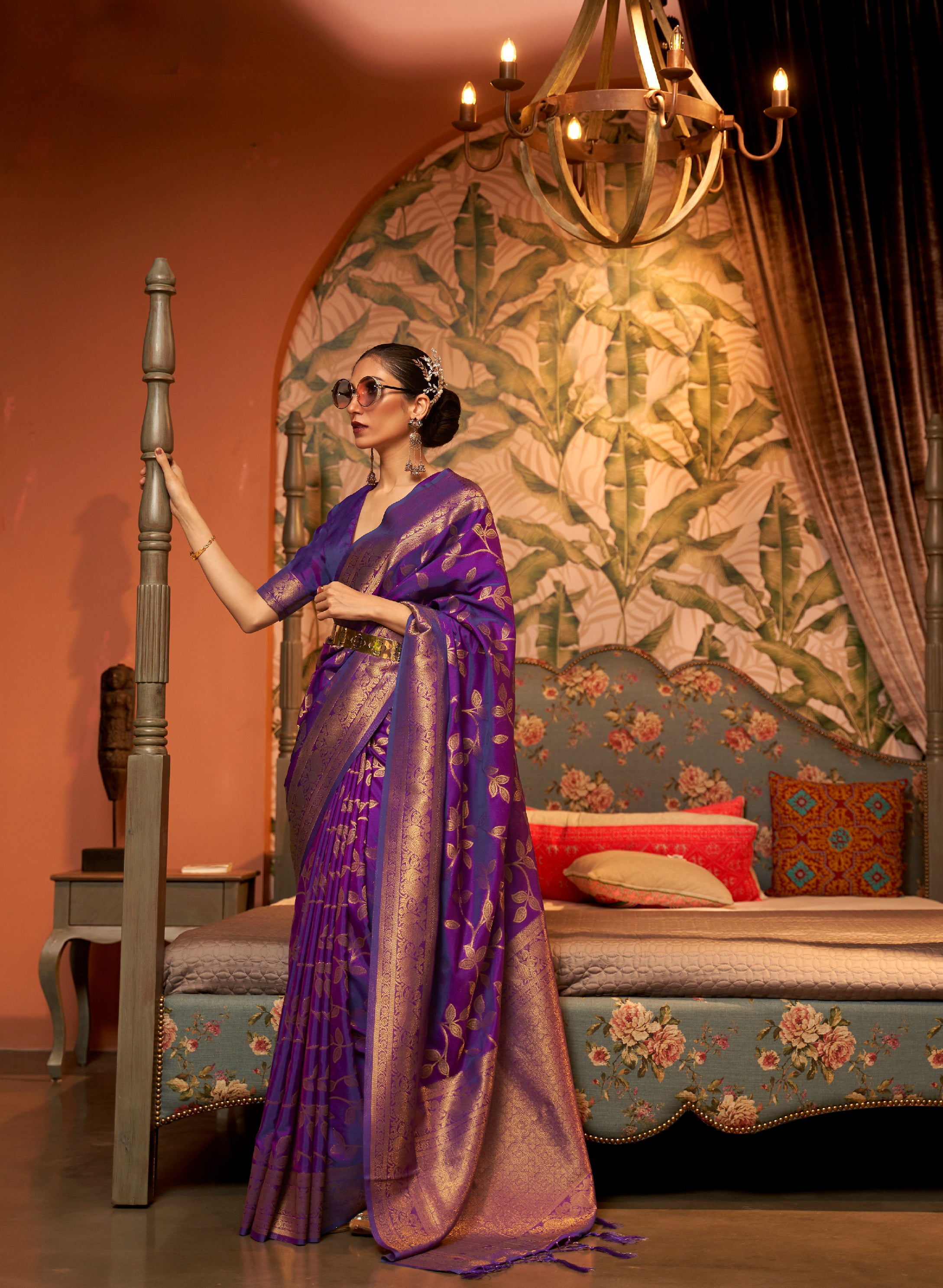 Regal Rich Purple Zari Woven Kanjivaram Saree