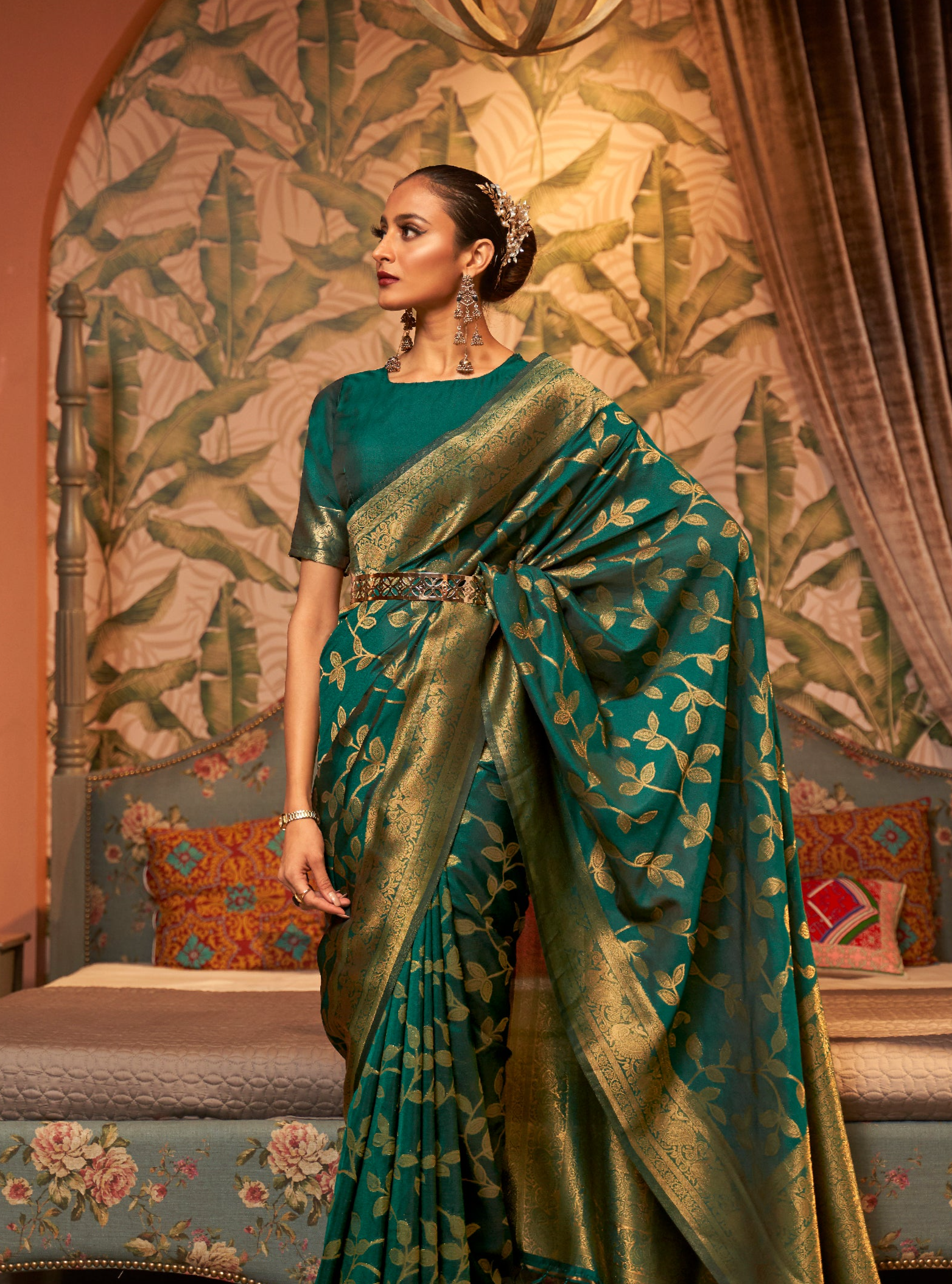 Forest Green Zari Kanjivaram Silk Saree