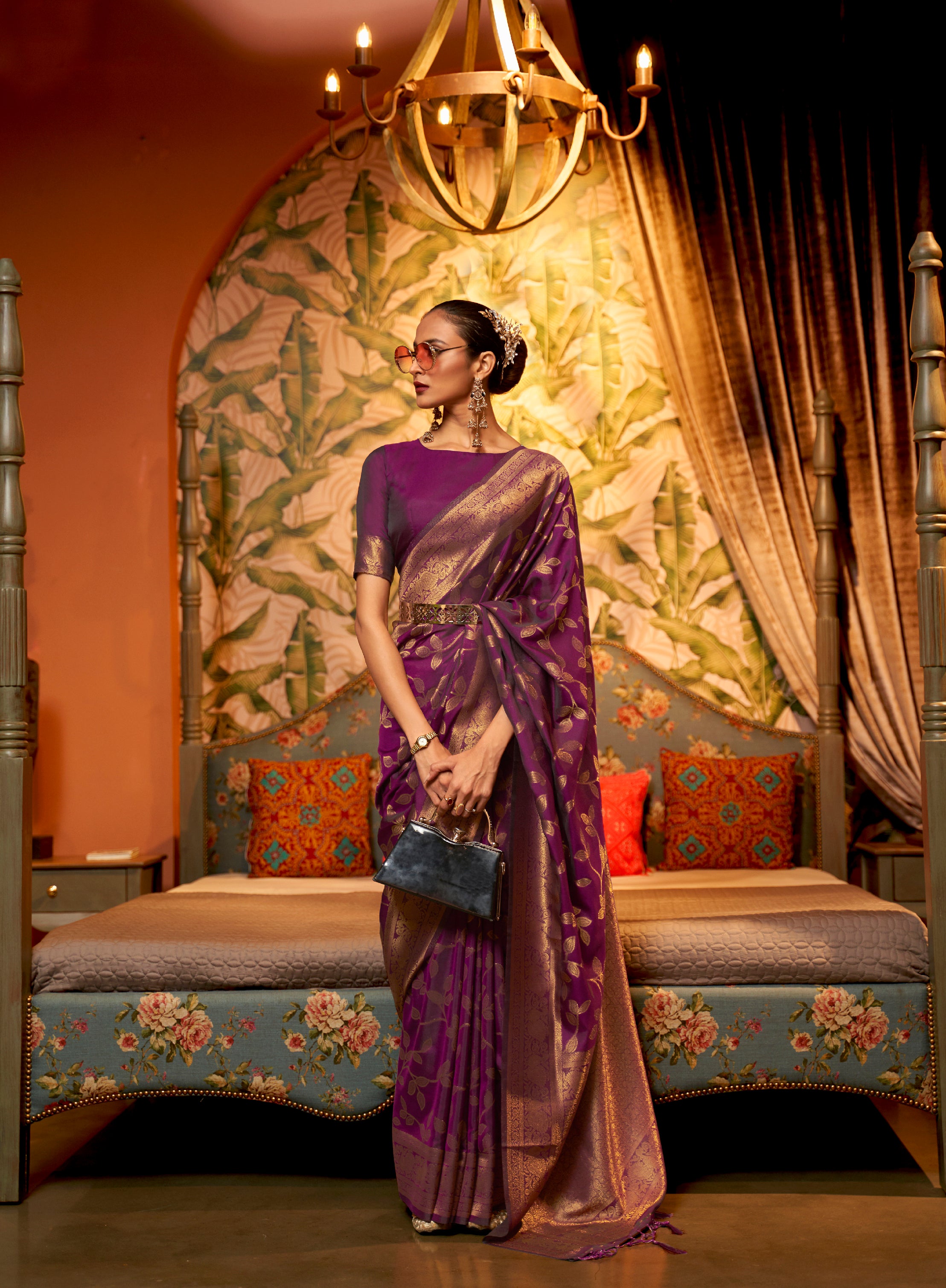 Majestic Purple Zari Woven Kanjivaram Saree: