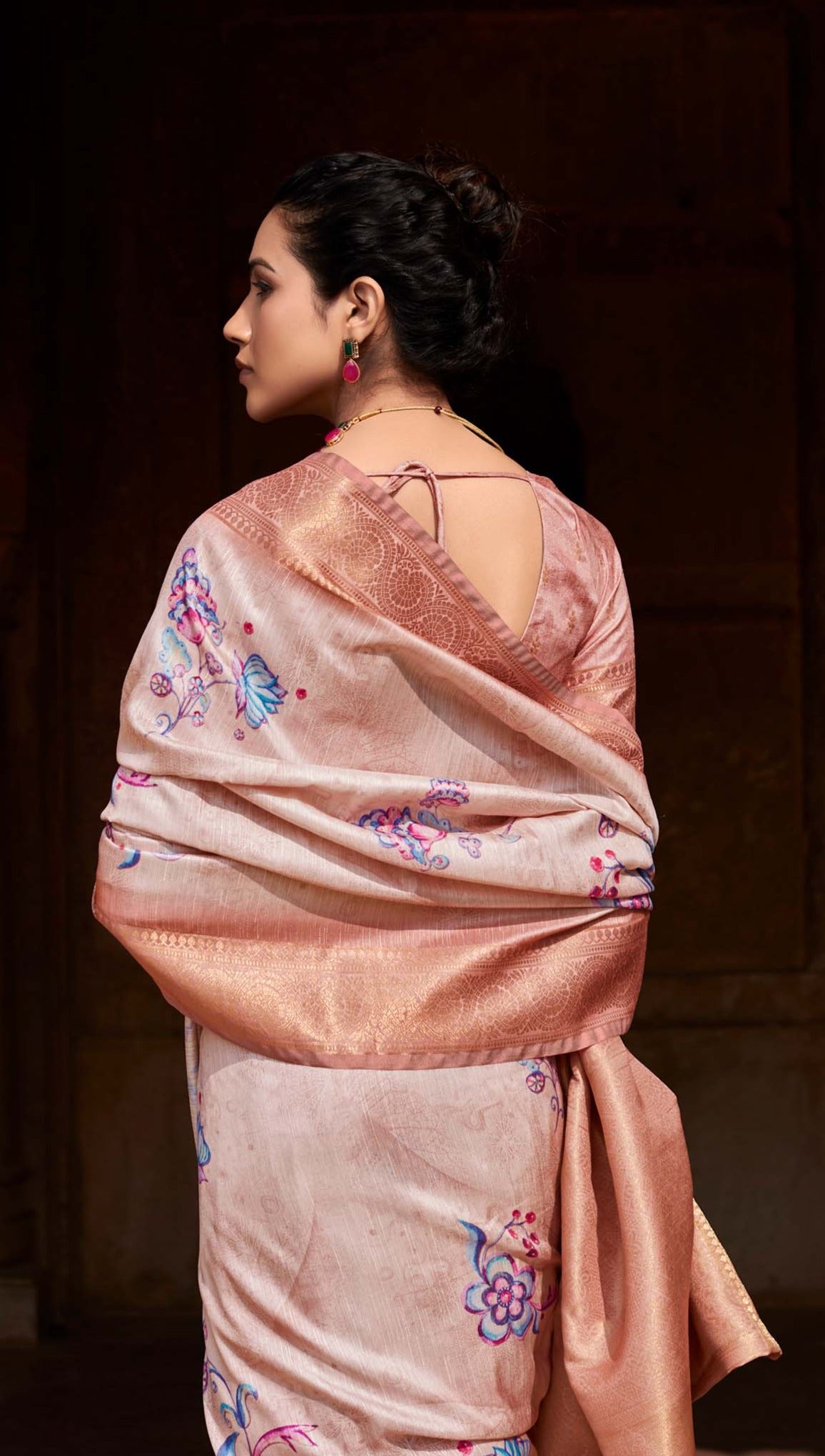 Comely Beige Digital Printed Soft Silk Saree