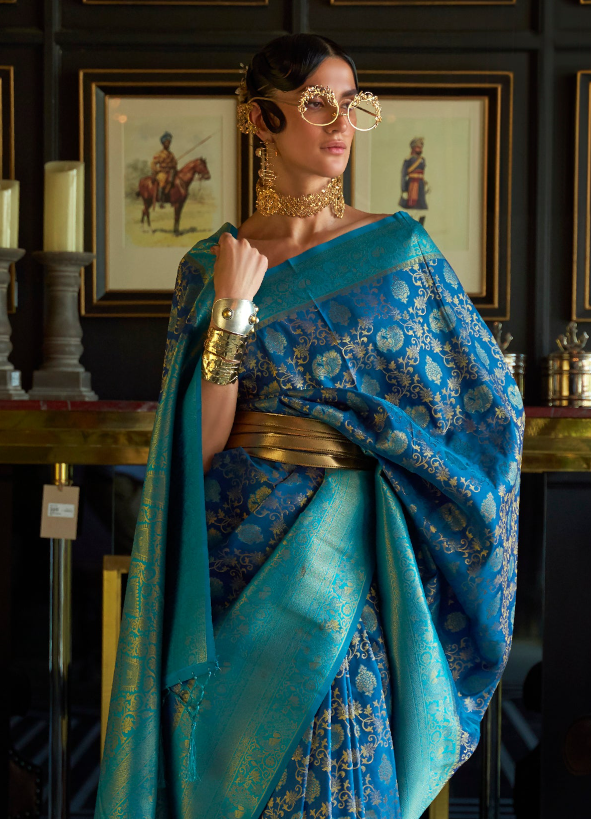 Astonishing Aqua Blue Woven Banarasi Soft Silk Saree