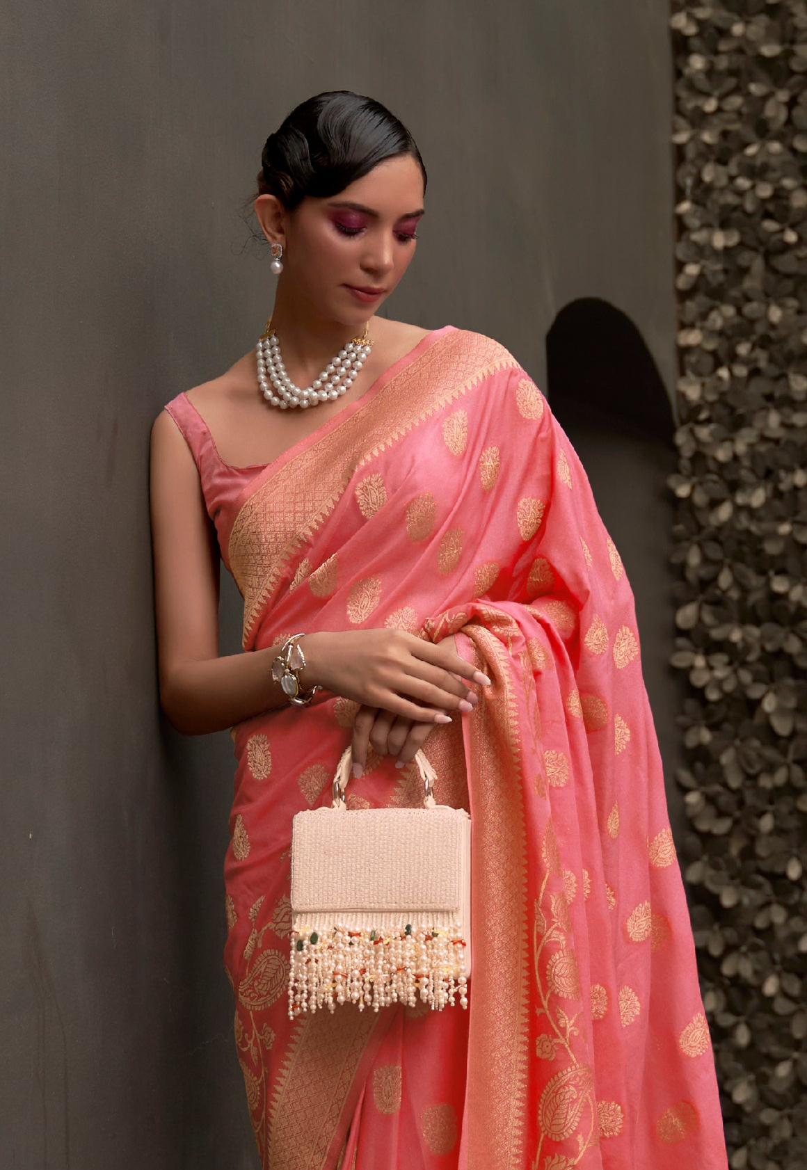 Peach Blossom Banarasi Chiffon Saree