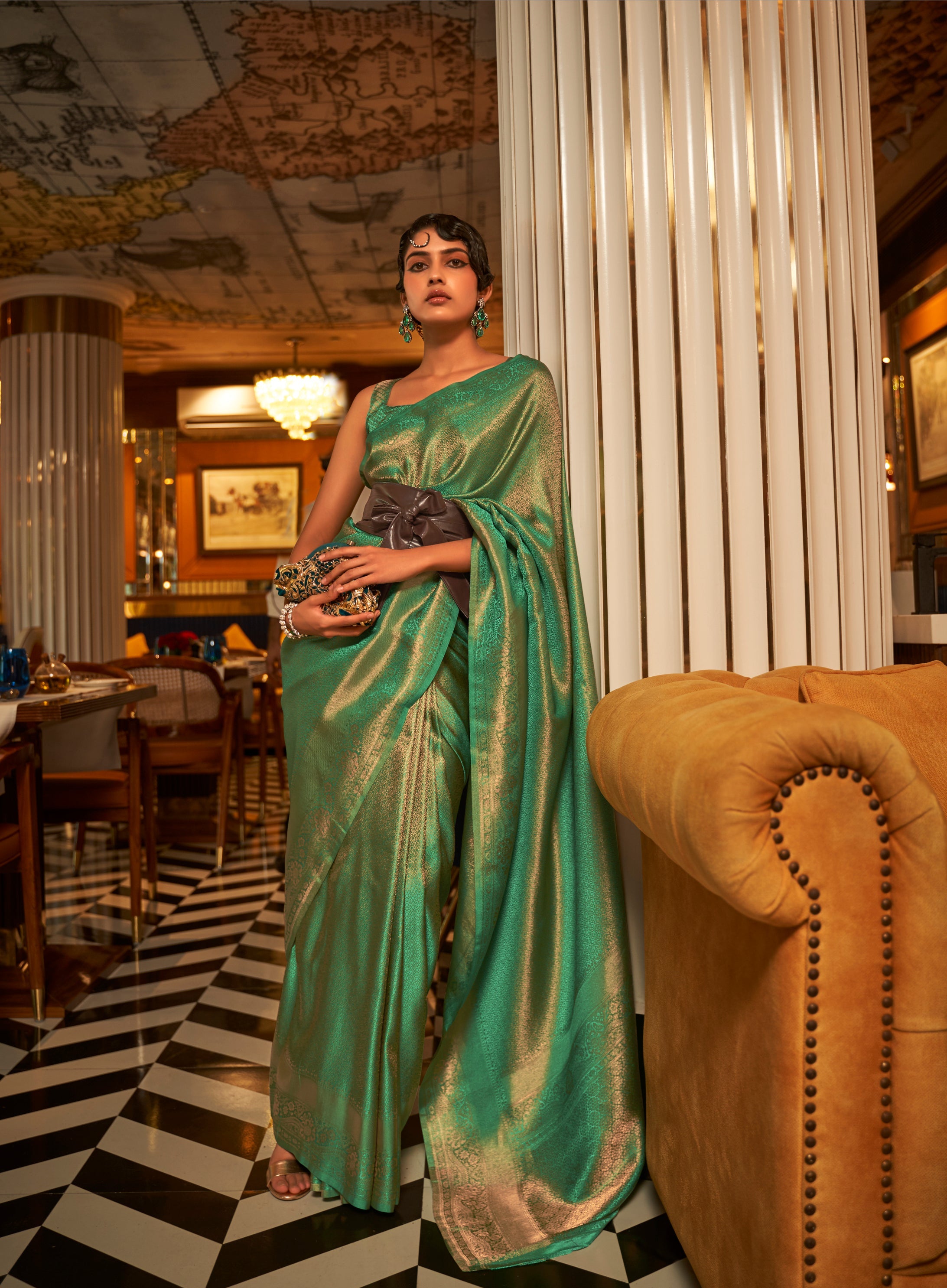 Forest Green Zari Woven Kanjivaram Silk Saree