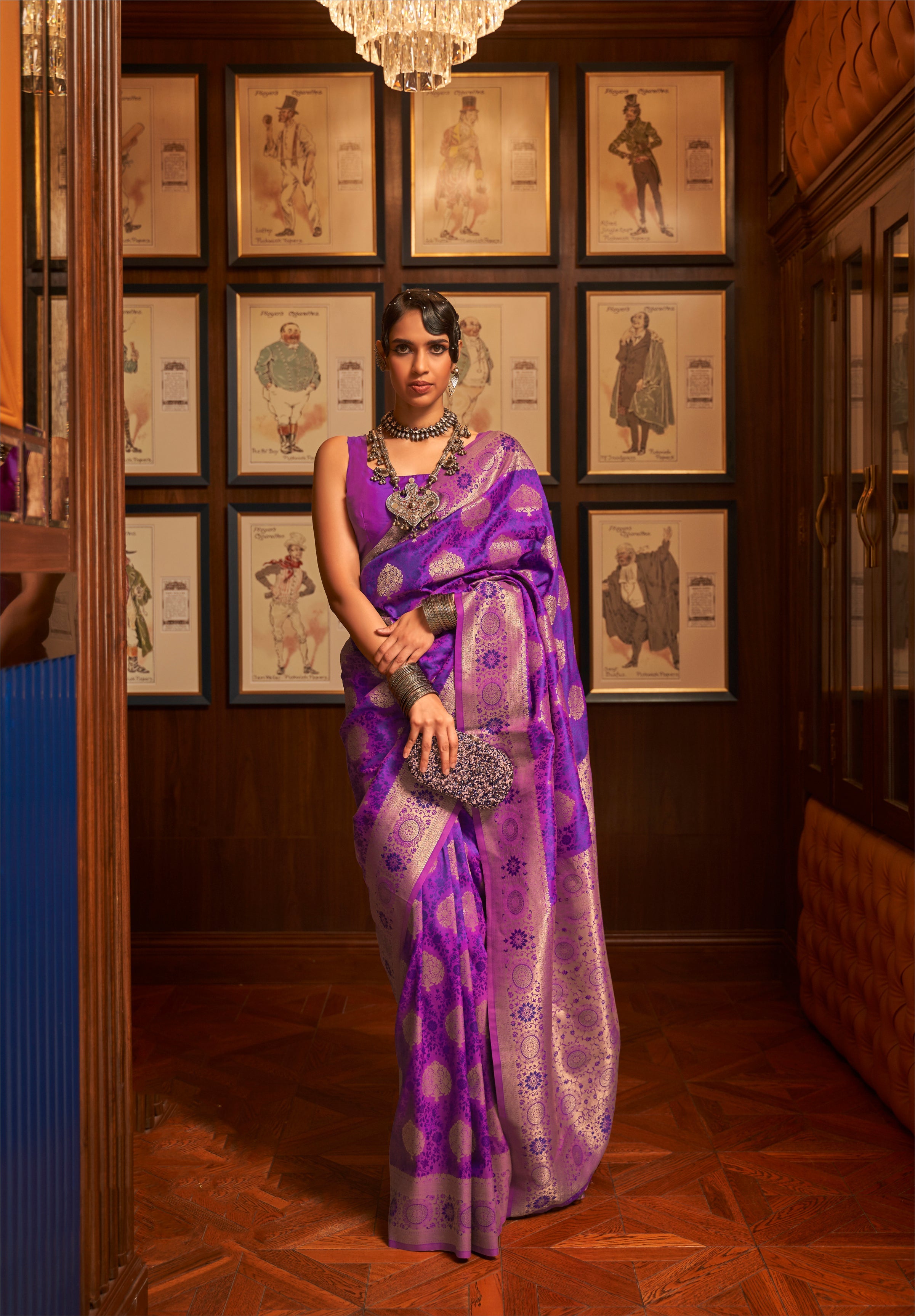 Majestic Plum Orchid Zari Woven Kanjivaram Saree