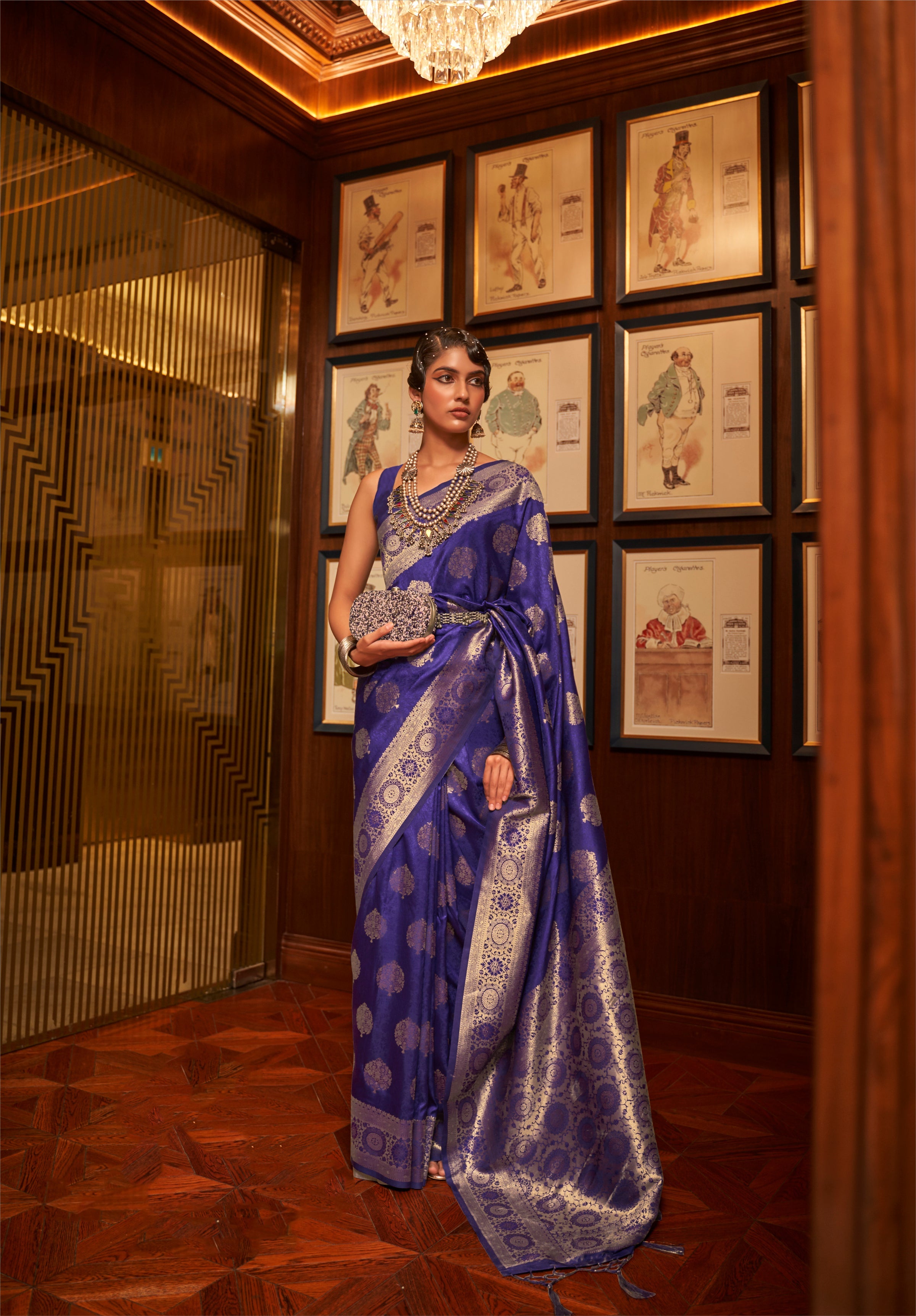 Prussian Blue Majesty Zari Woven Kanjivaram Silk Saree