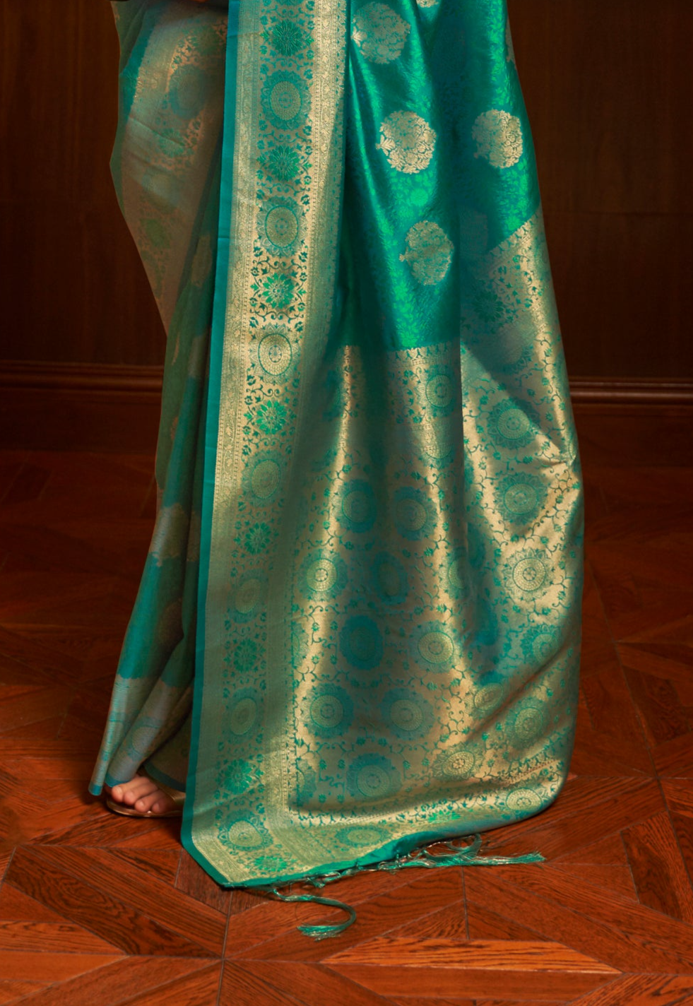 Bamboo Green Zari  Woven Kanjivaram Saree