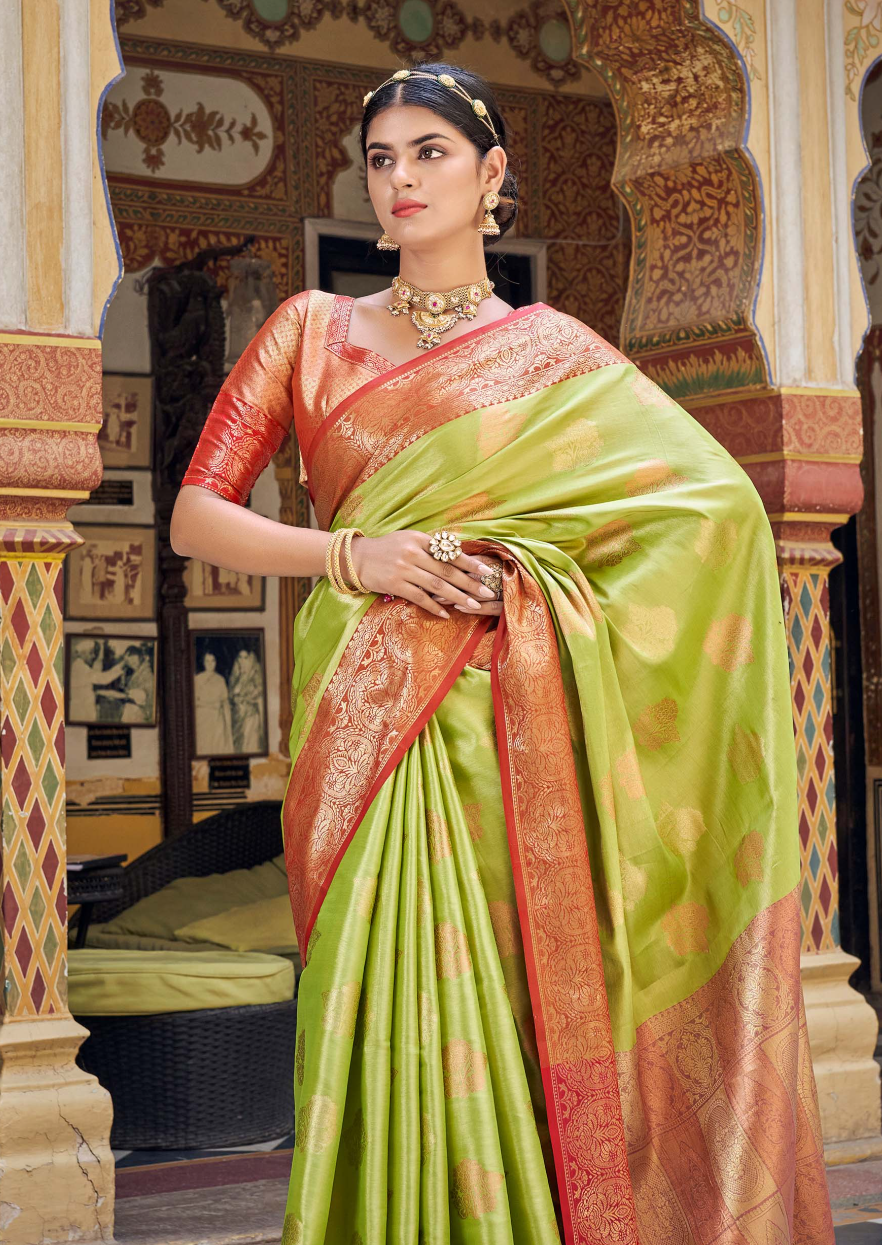 Tranquil Mint Green Banarasi Tissue Handloom Saree