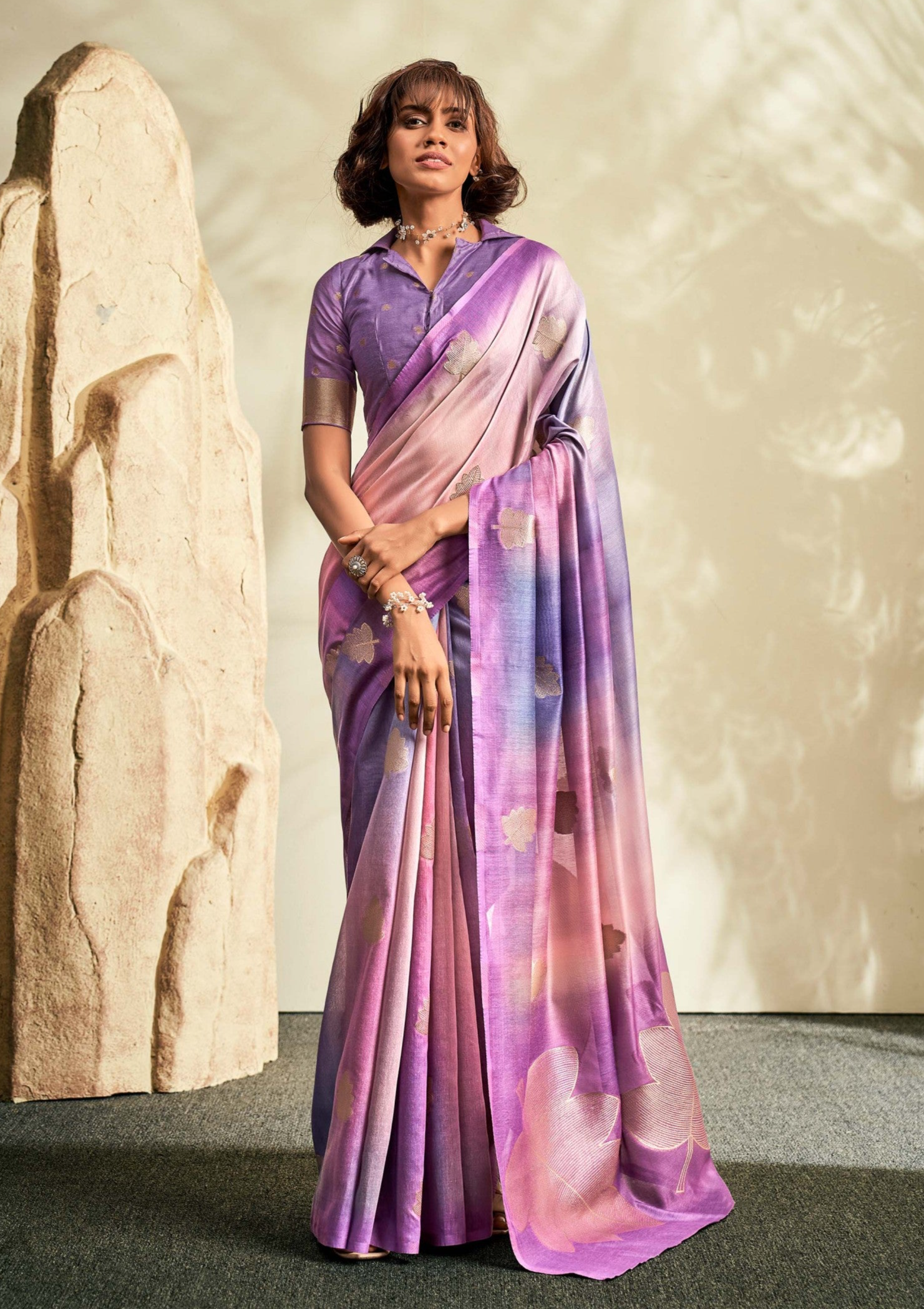 Enchanting Lavender Handloom Khadi Silk Saree