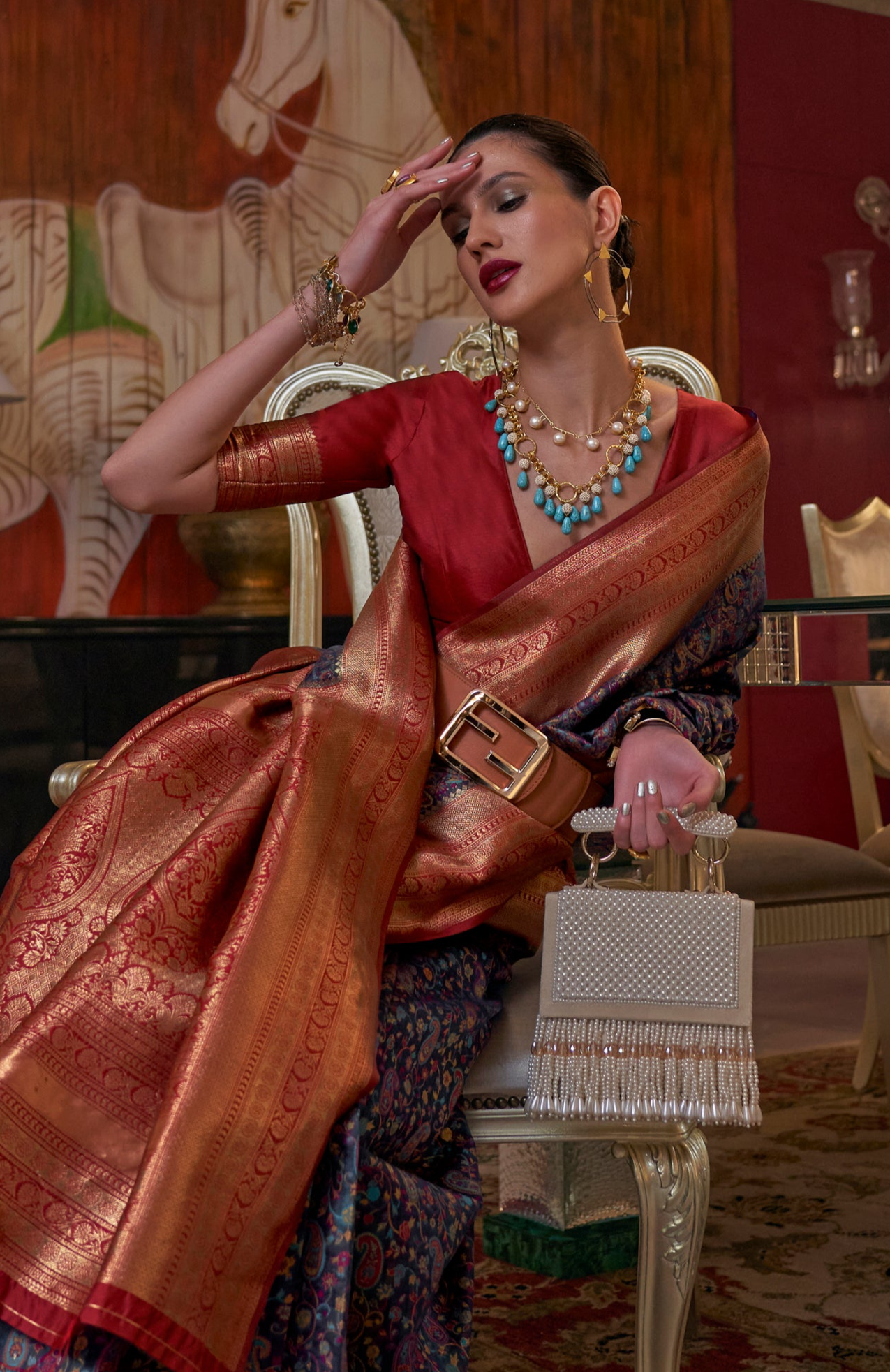 Vibrant Multi Kashmiri Jamewar Silk Saree