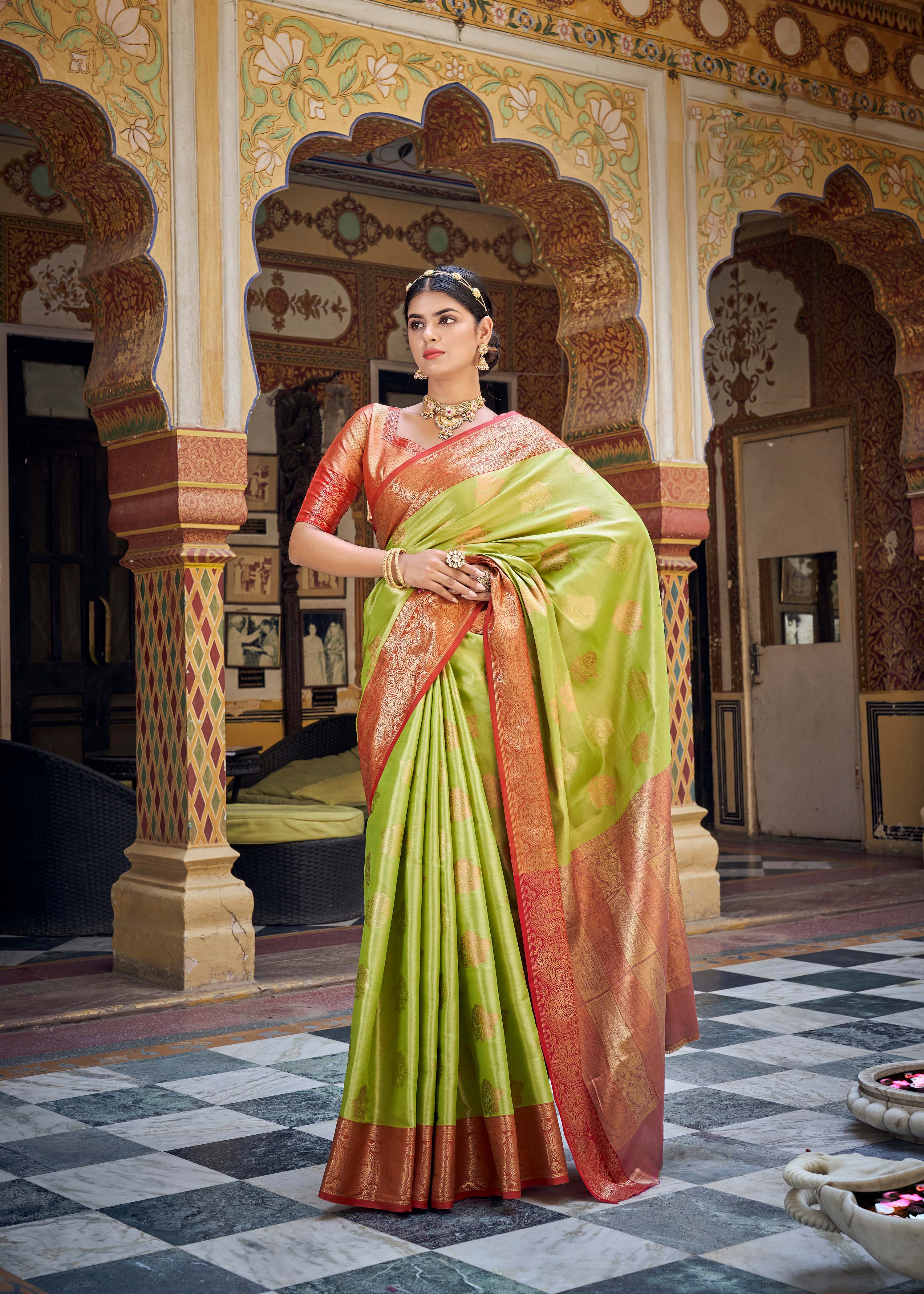 Tranquil Mint Green Banarasi Tissue Handloom Saree