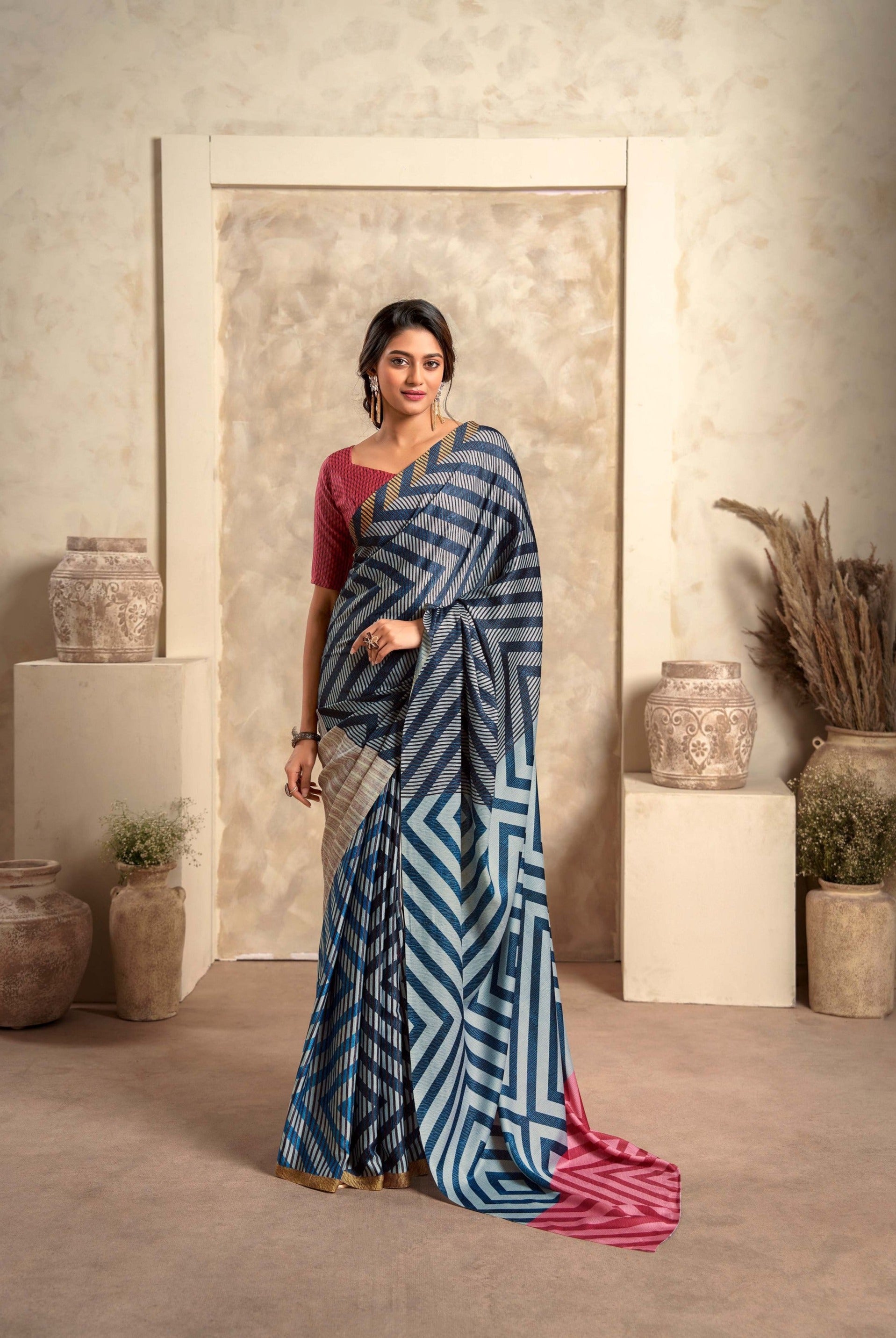 Blue Haven Digital Printed Soft Silk Saree