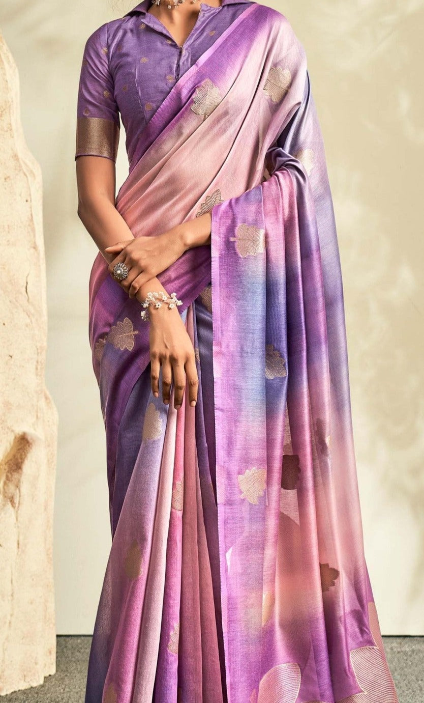 Enchanting Lavender Handloom Khadi Silk Saree