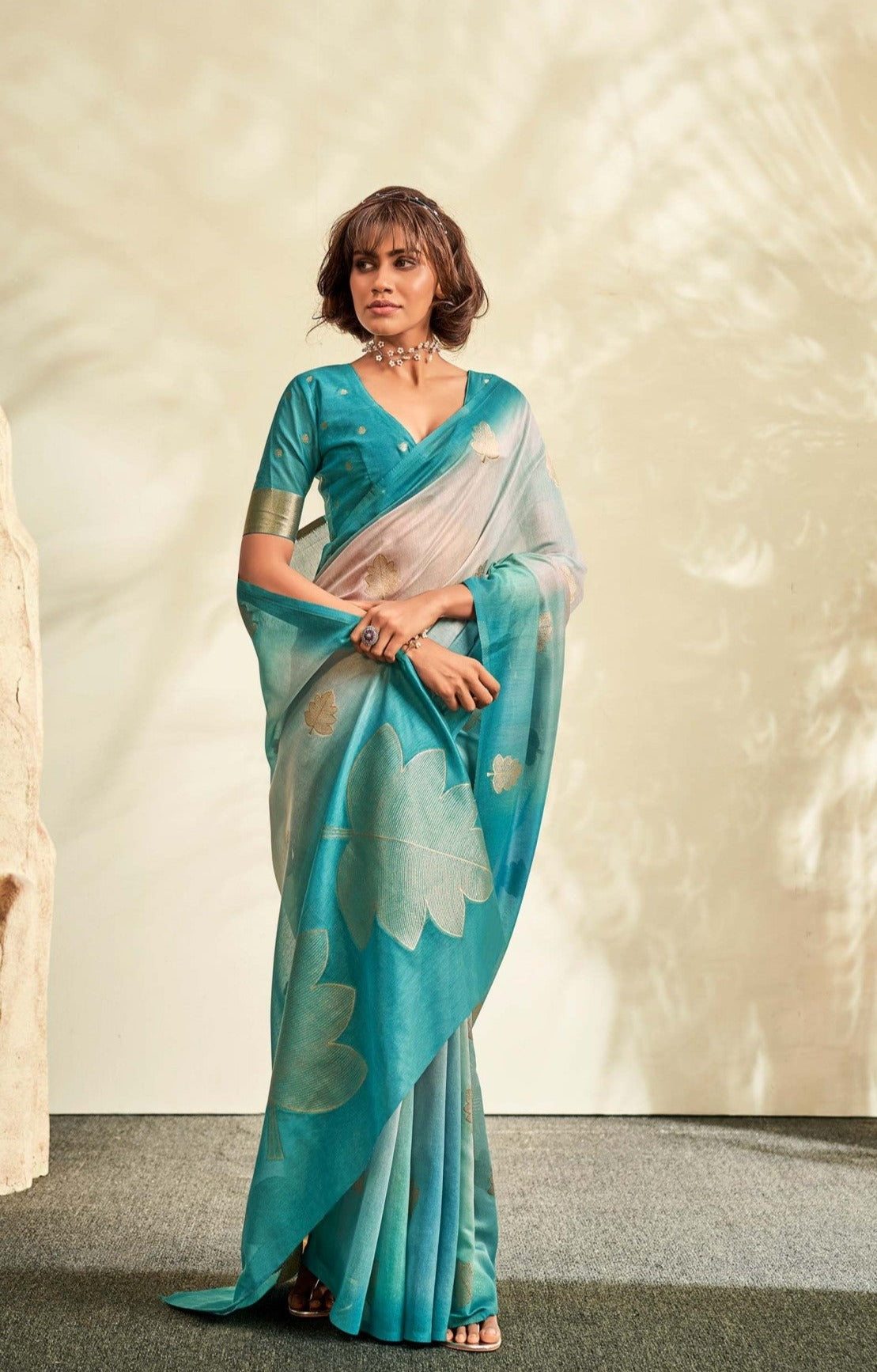 Serene Sky Blue Handloom Khadi Silk Saree