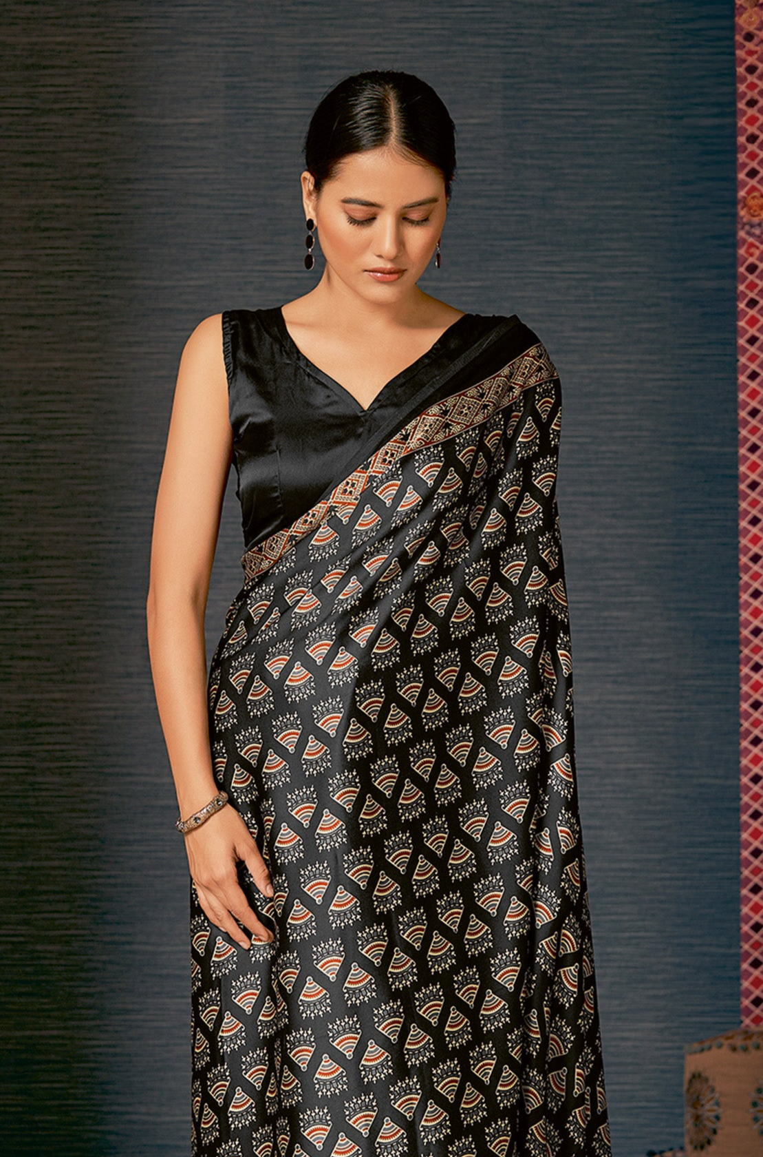 Timeless Black Ajrakh Saree