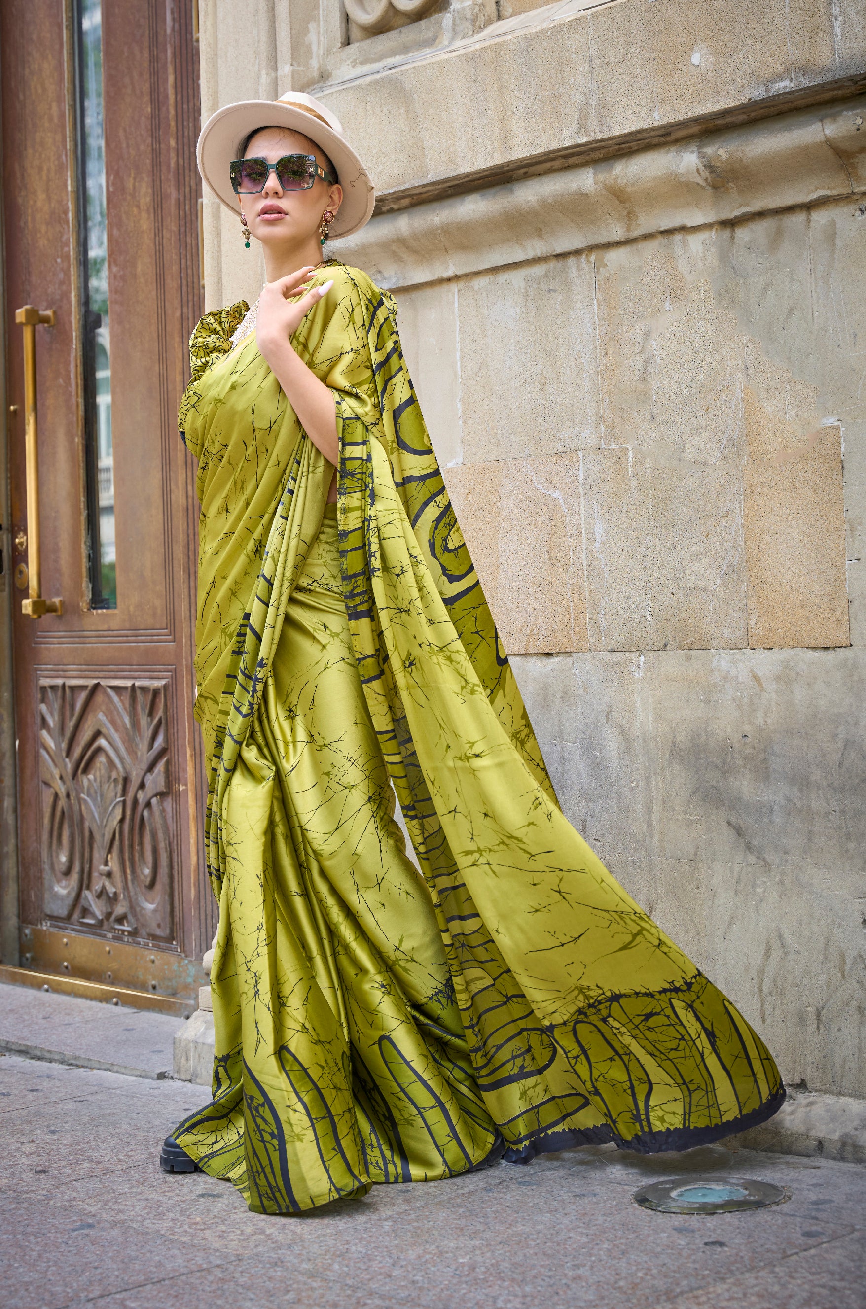 Radiant Green Woven Lucknowi Chikankari Saree