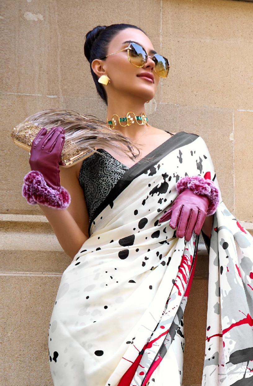 Elegant White Woven Lucknowi Chikankari Saree