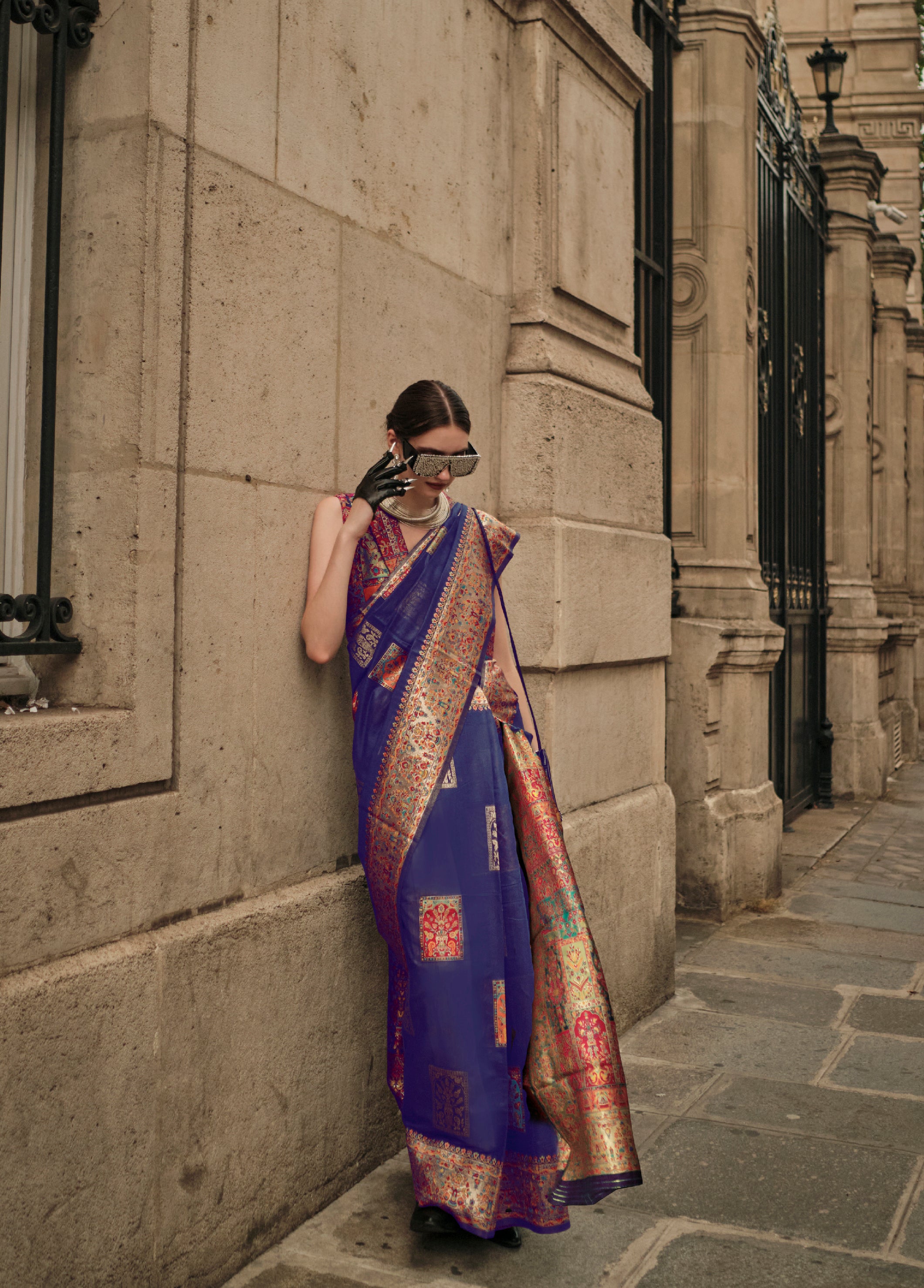 Regal Purple Kashmiri Jamewar Handloom Saree