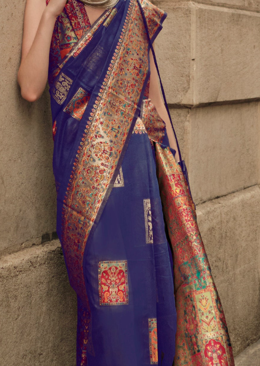 Regal Purple Kashmiri Jamewar Handloom Saree