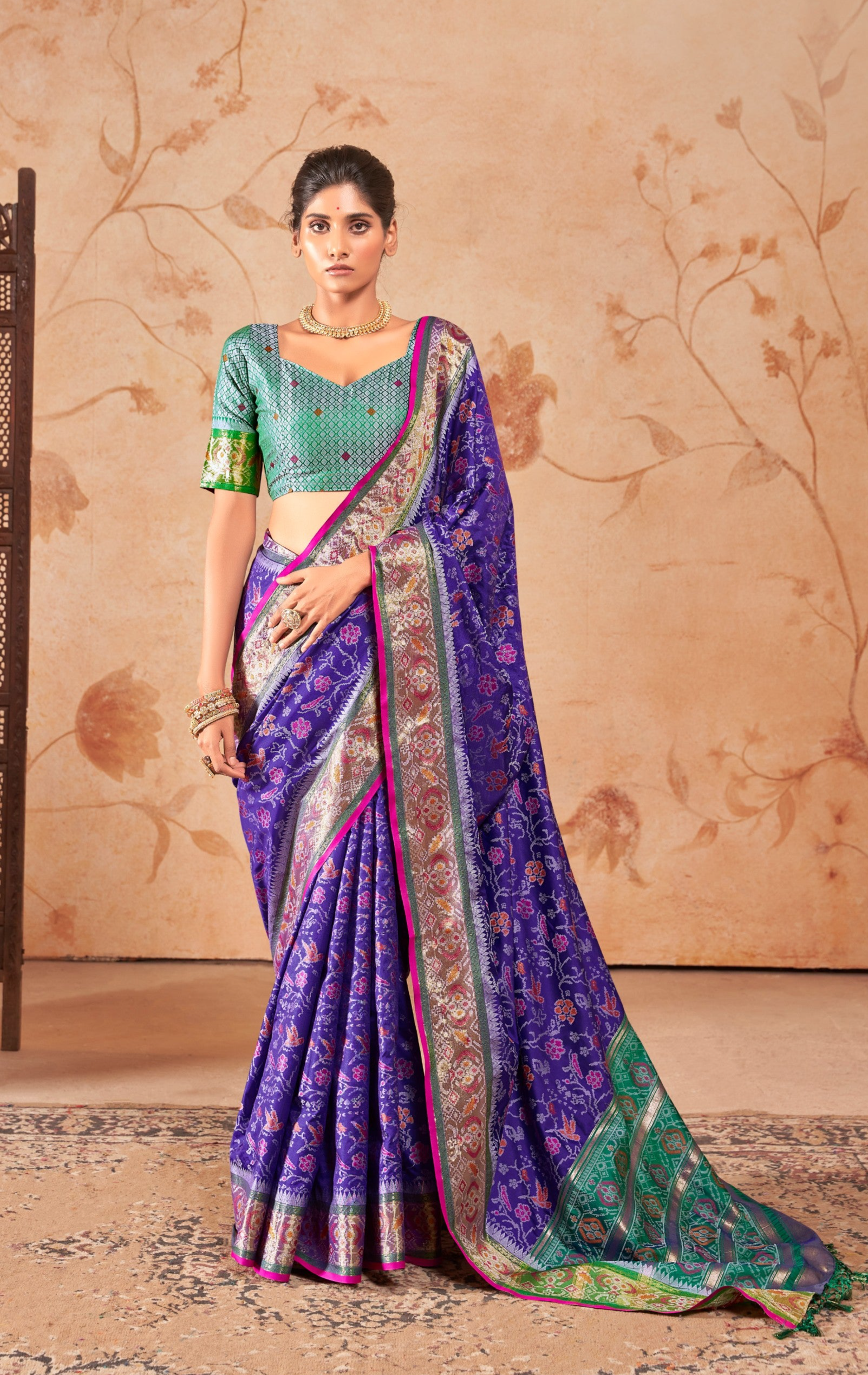 Royal Blue Patola Silk Saree