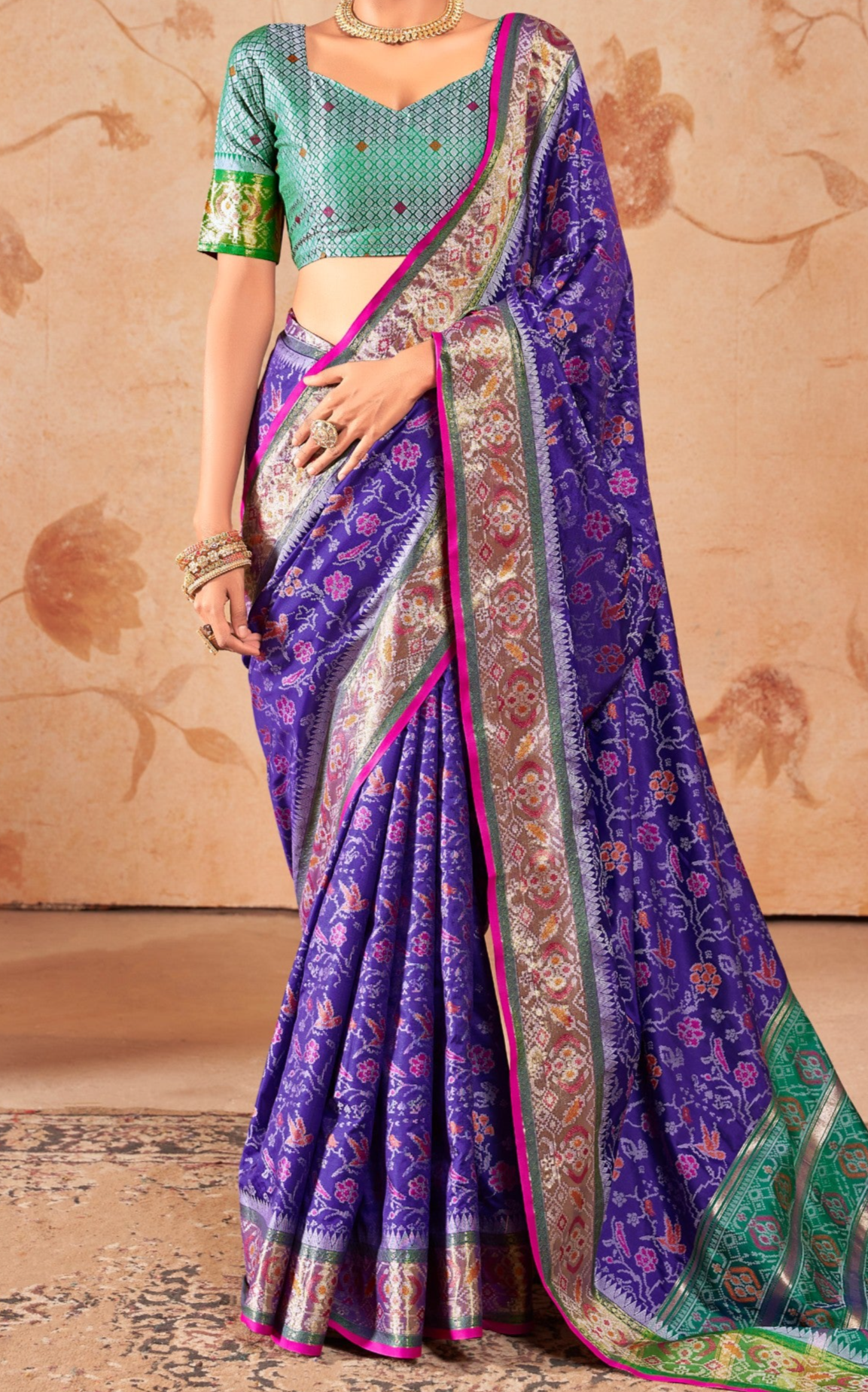 Royal Blue Patola Silk Saree