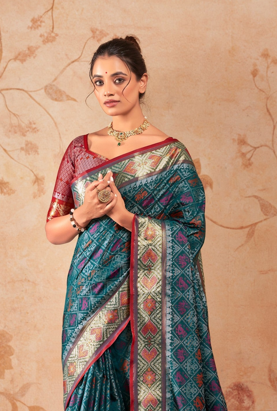 Eden Blue Zari Woven Patola Silk Saree