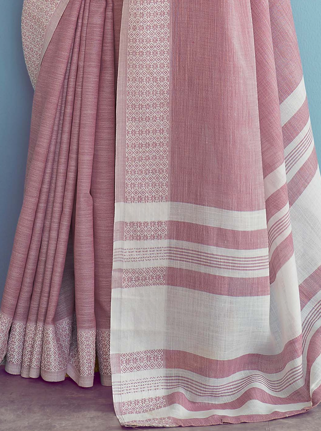 Champagne Pink Elegance Pure Cotton Saree